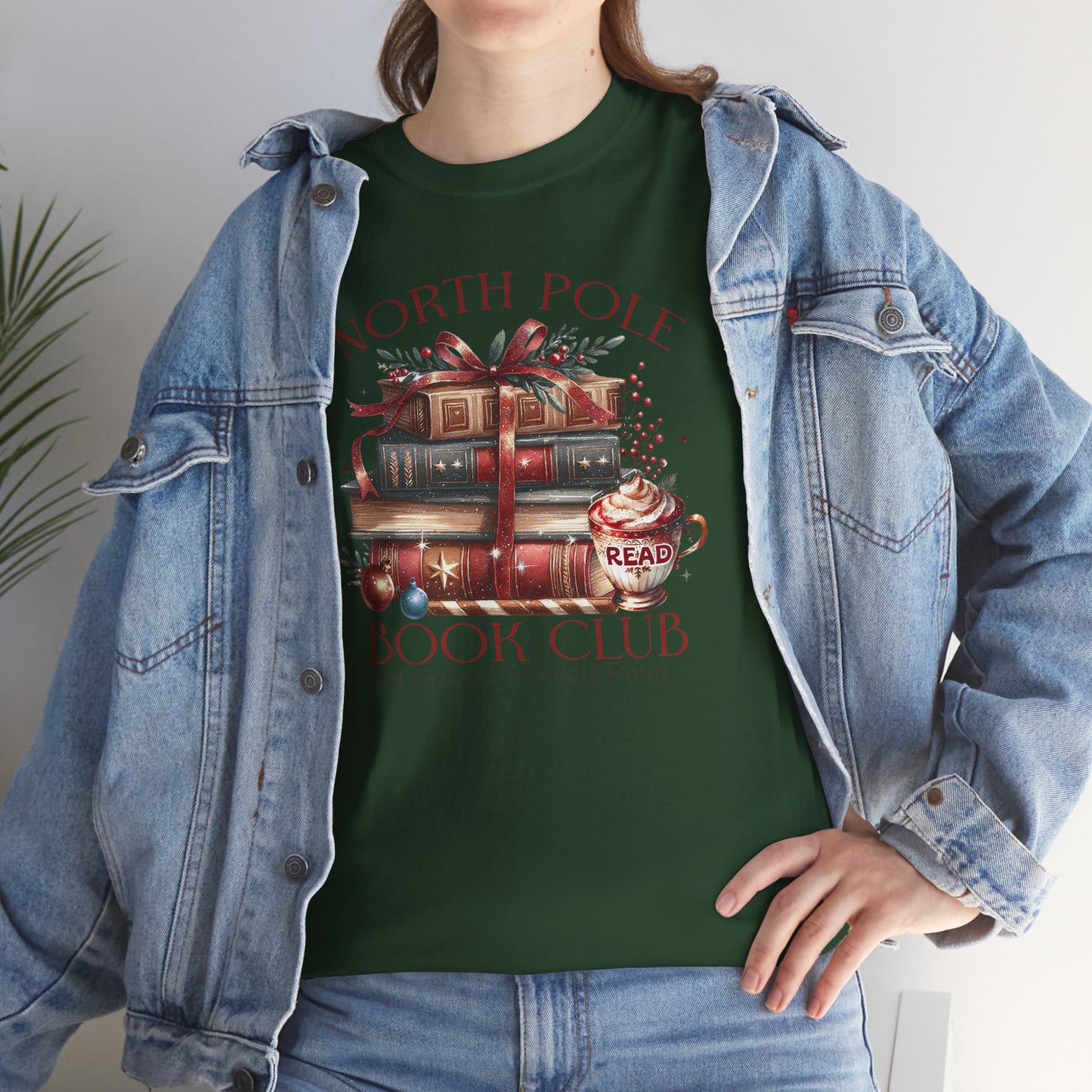 North Pole Book Club Unisex Heavy Cotton tee - Books Lover Christmas Holiday Festive Unisex T-shirt - sizes S - 5X