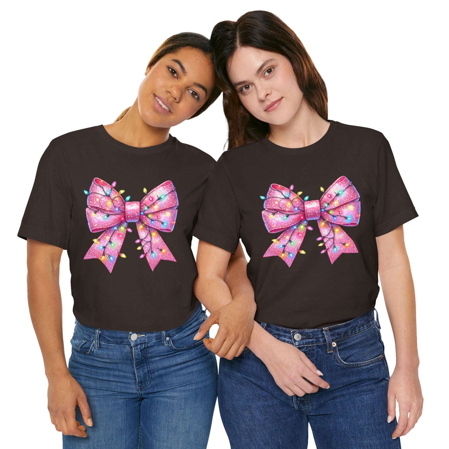 Pink Christmas Bow Unisex Jersey Short Sleeve Tee - sizes S - 3X