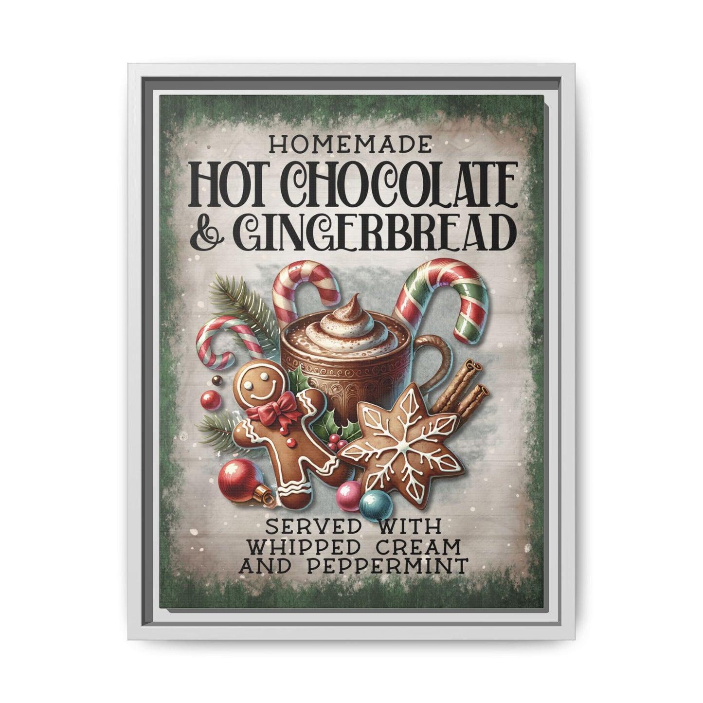 Homemade Hot Chocolate & Gingerbread Matte Canvas, Framed (Multi-color)