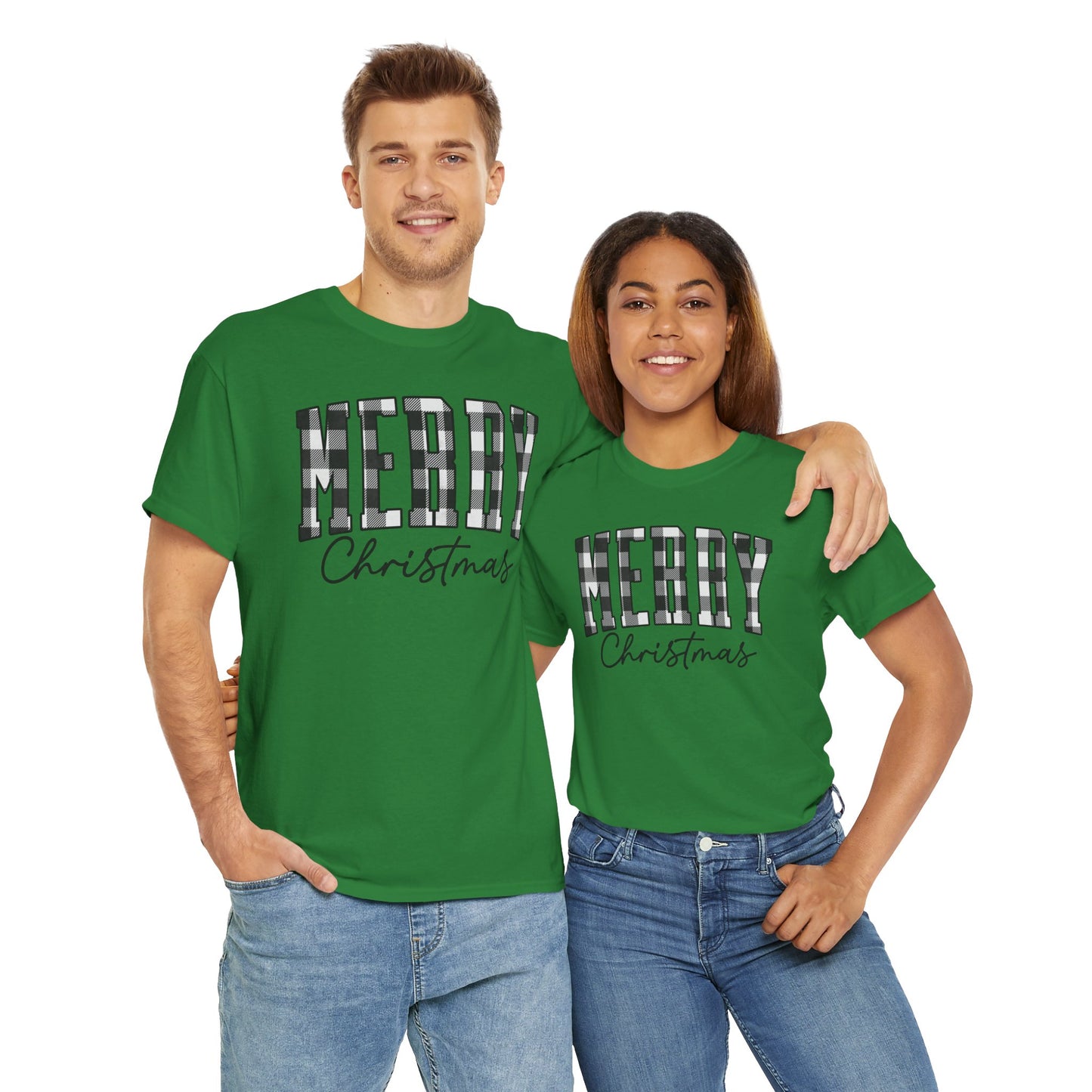 Buffalo Plaid Merry Christmas Unisex Heavy Cotton Tee - sizes S - 5X