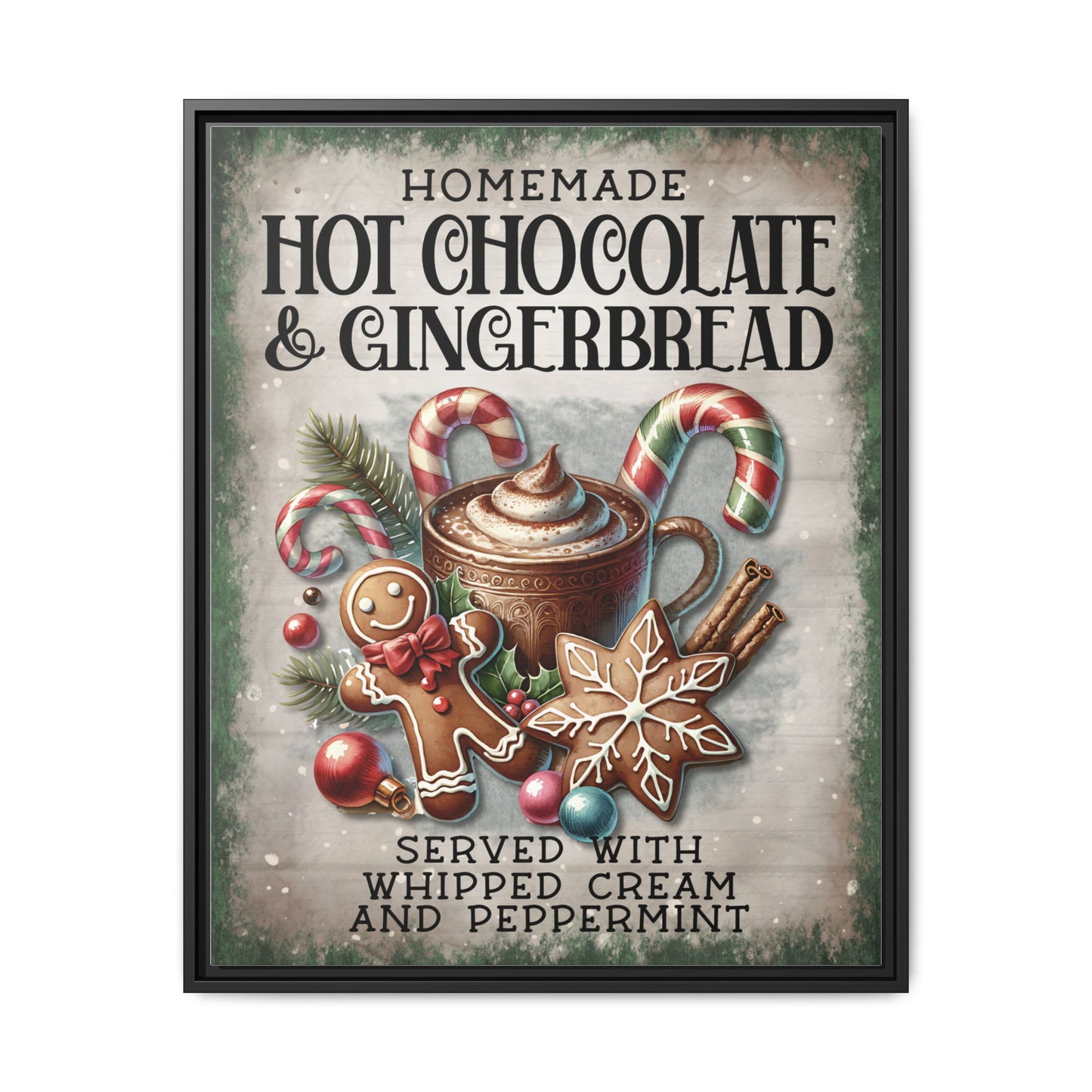 Homemade Hot Chocolate & Gingerbread Matte Canvas, Framed (Multi-color)