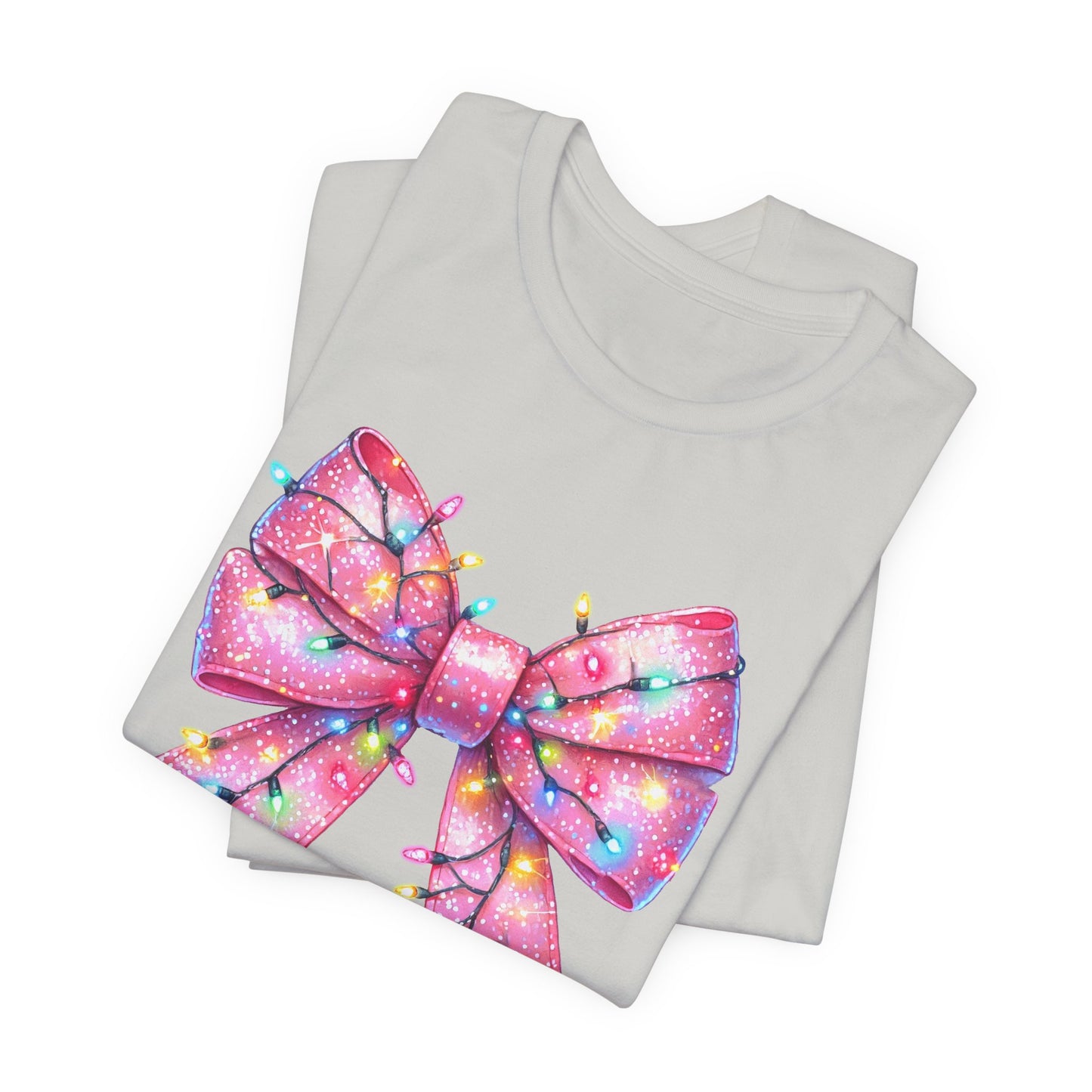 Pink Christmas Bow Unisex Jersey Short Sleeve Tee - sizes S - 3X