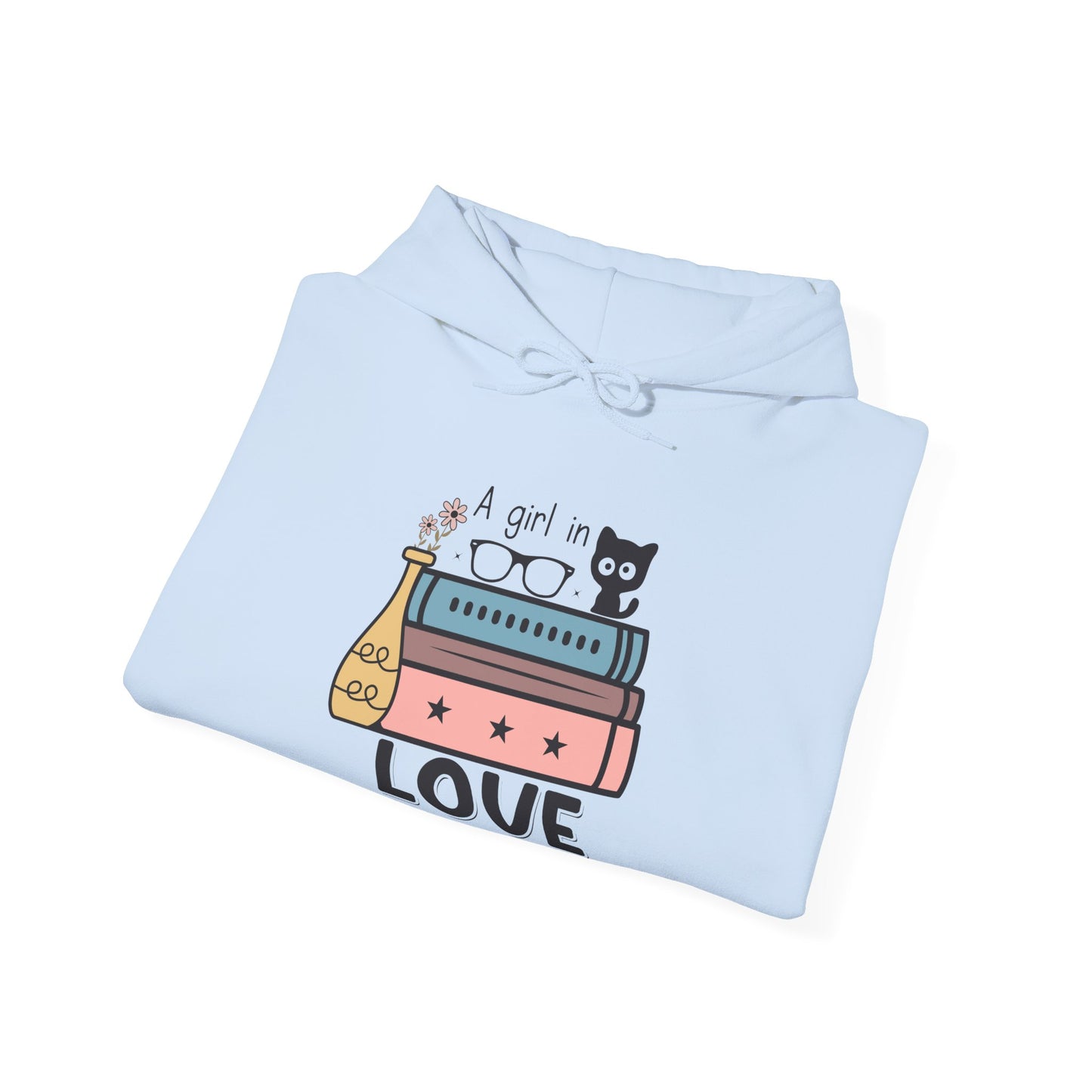 Just a girl in love with cats and books Unisex Heavy Blend™ Hooded Sweatshirt - S - 3X sizes