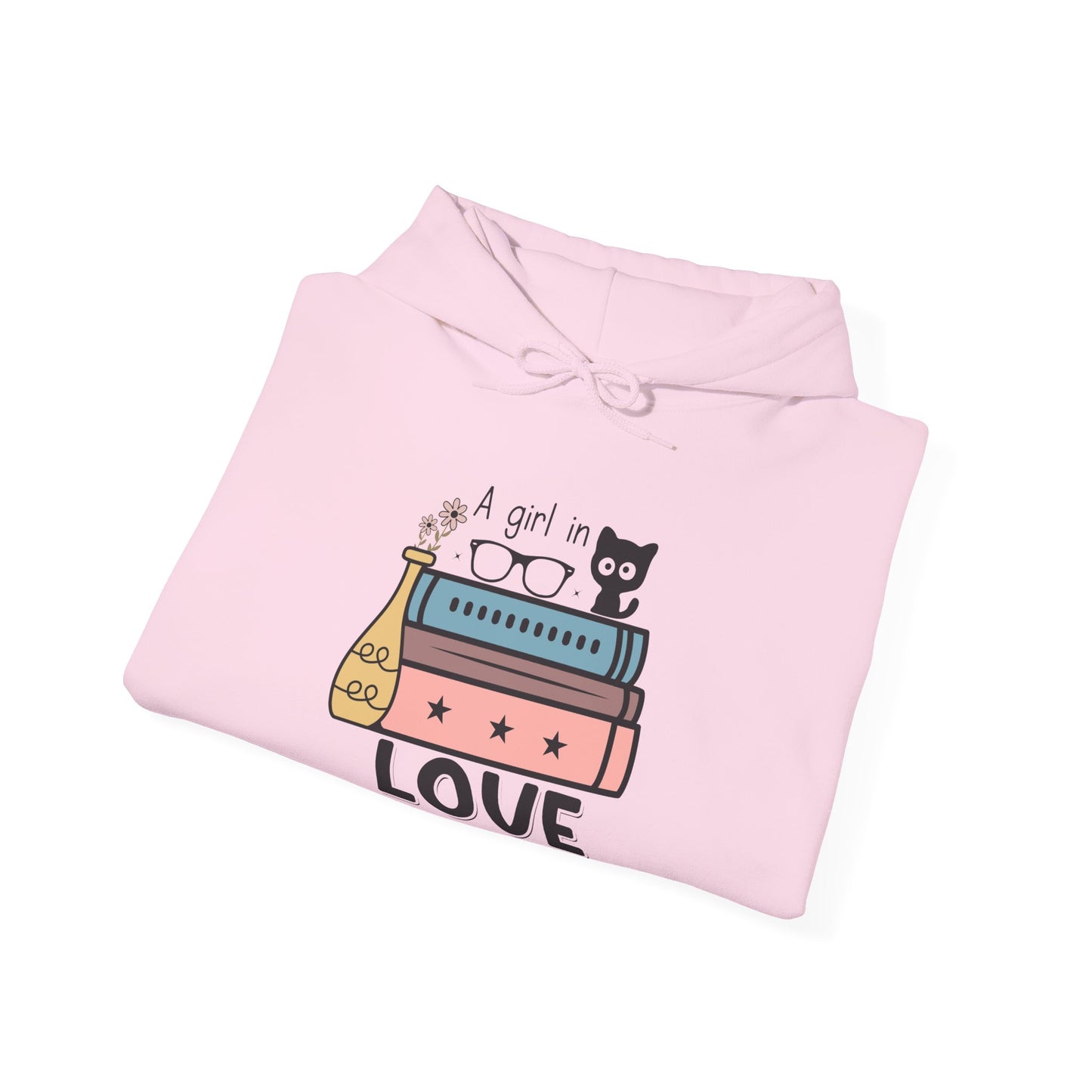 Just a girl in love with cats and books Unisex Heavy Blend™ Hooded Sweatshirt - S - 3X sizes