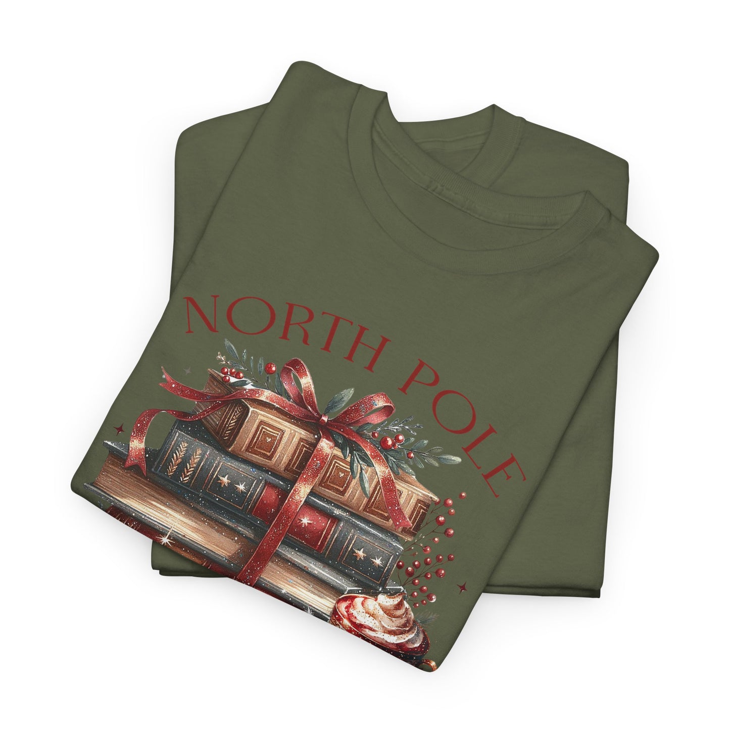 North Pole Book Club Unisex Heavy Cotton tee - Books Lover Christmas Holiday Festive Unisex T-shirt - sizes S - 5X