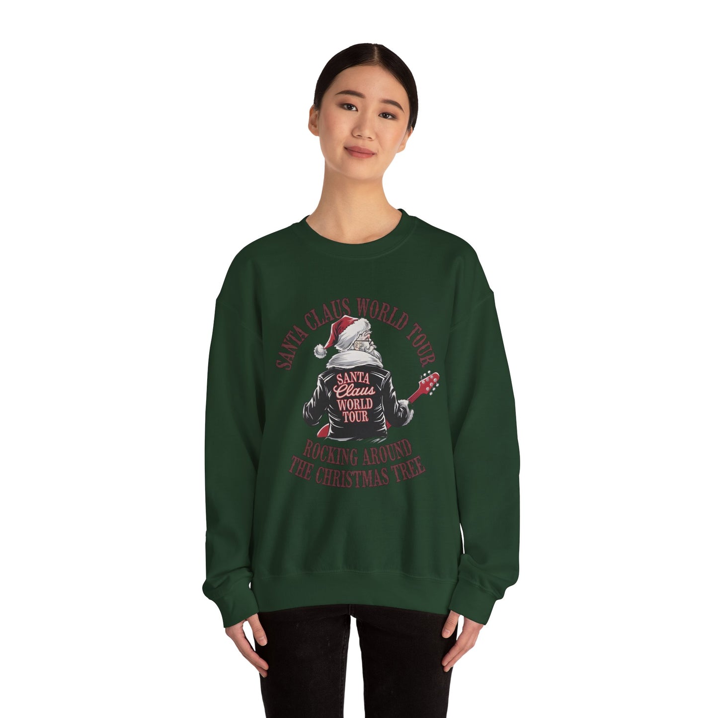 Santa Claus World Tour Crewneck Sweatshirt - Christmas Holiday Festive Funny - Sizes S-5X