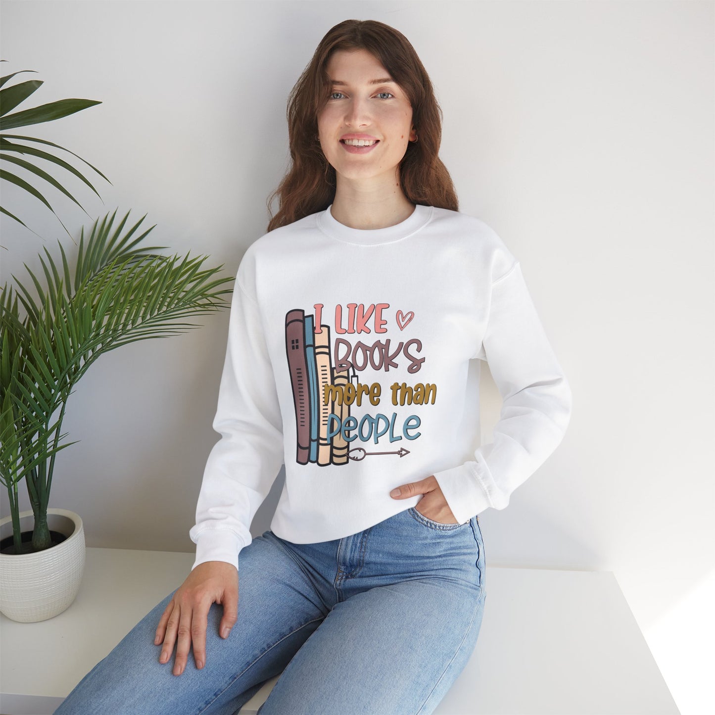 I like books more than people Unisex Heavy Blend™ Crewneck Sweatshirt - Sizes S - 5X