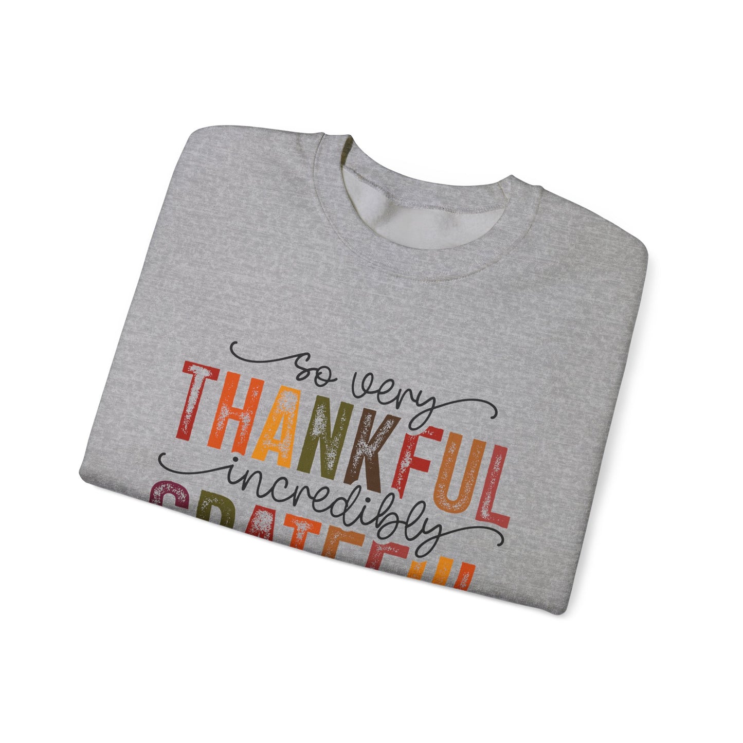 Thankful Grateful Blessed Unisex Heavy Blend Crewneck Sweatshirt - Thanksgiving Warm Cozy