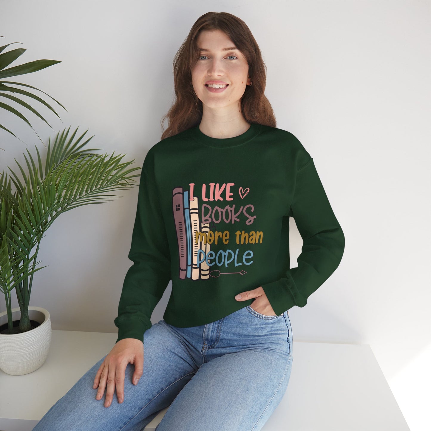 I like books more than people Unisex Heavy Blend™ Crewneck Sweatshirt - Sizes S - 5X