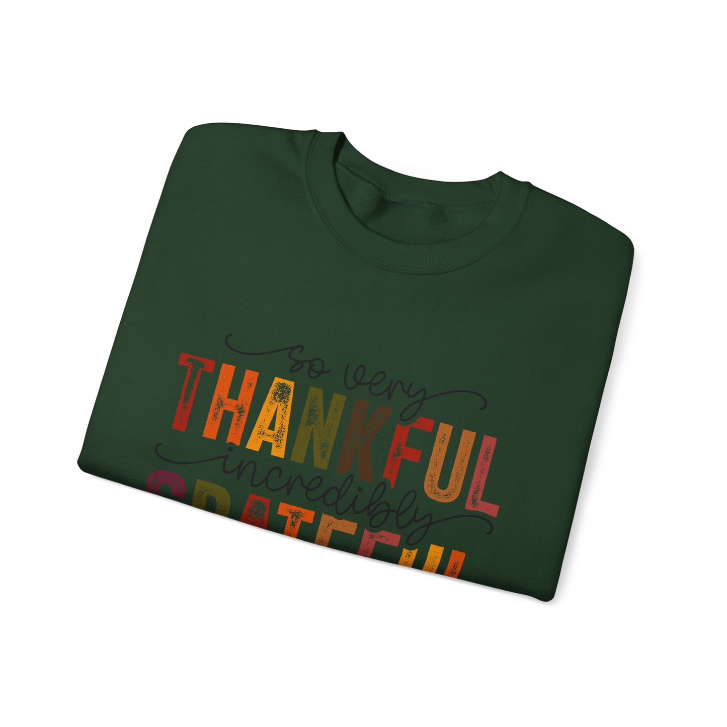 Thankful Grateful Blessed Unisex Heavy Blend Crewneck Sweatshirt - Thanksgiving Warm Cozy