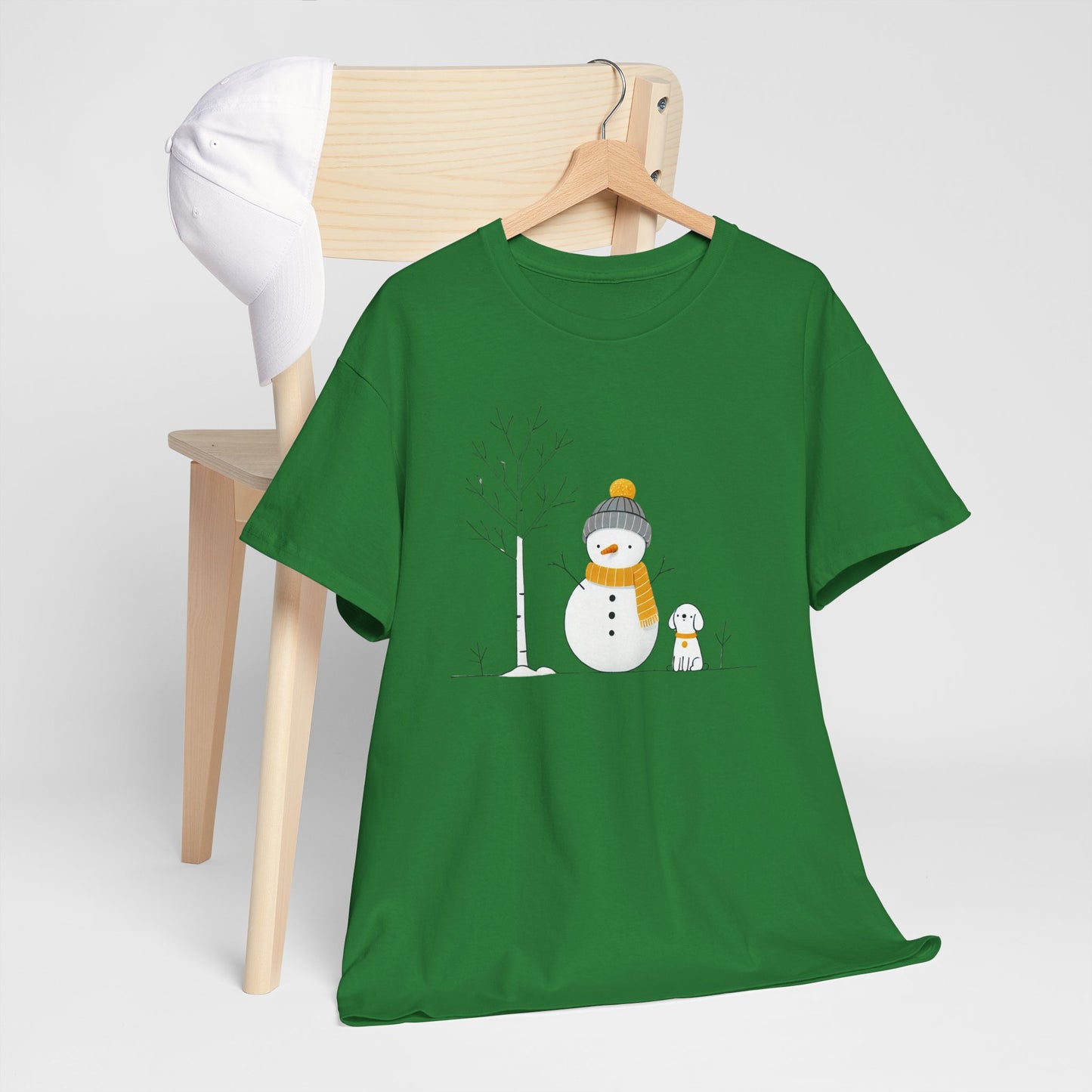 Snowman and Dog Unisex Heavy Cotton Tee - sizes S - 5X