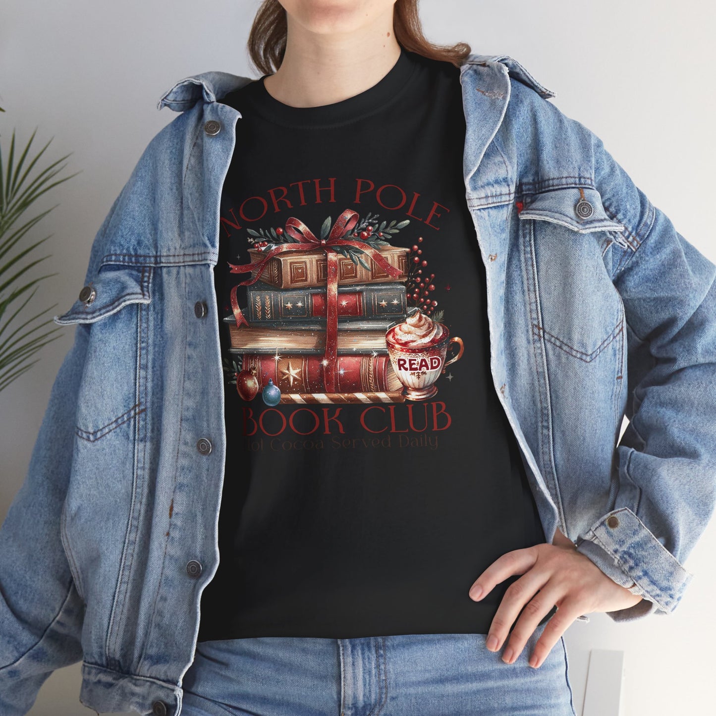 North Pole Book Club Unisex Heavy Cotton tee - Books Lover Christmas Holiday Festive Unisex T-shirt - sizes S - 5X