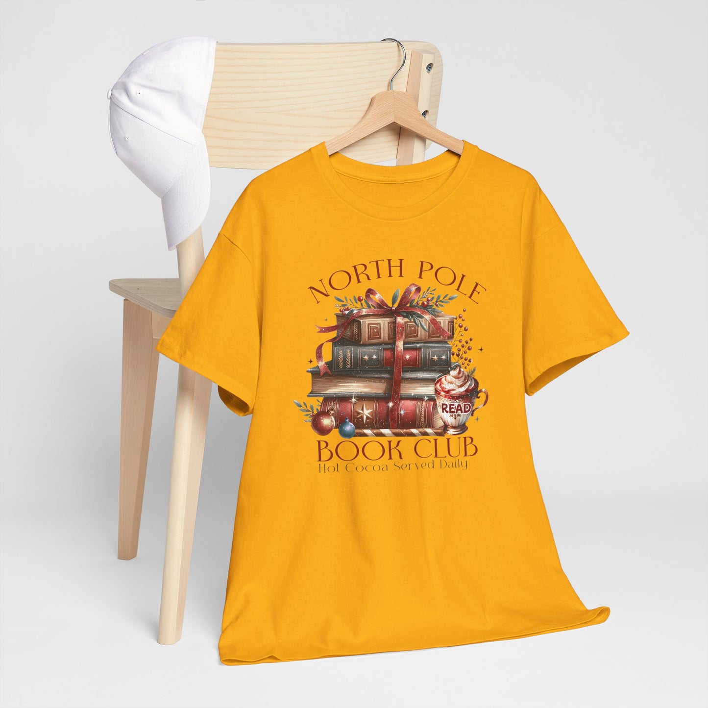 North Pole Book Club Unisex Heavy Cotton tee - Books Lover Christmas Holiday Festive Unisex T-shirt - sizes S - 5X