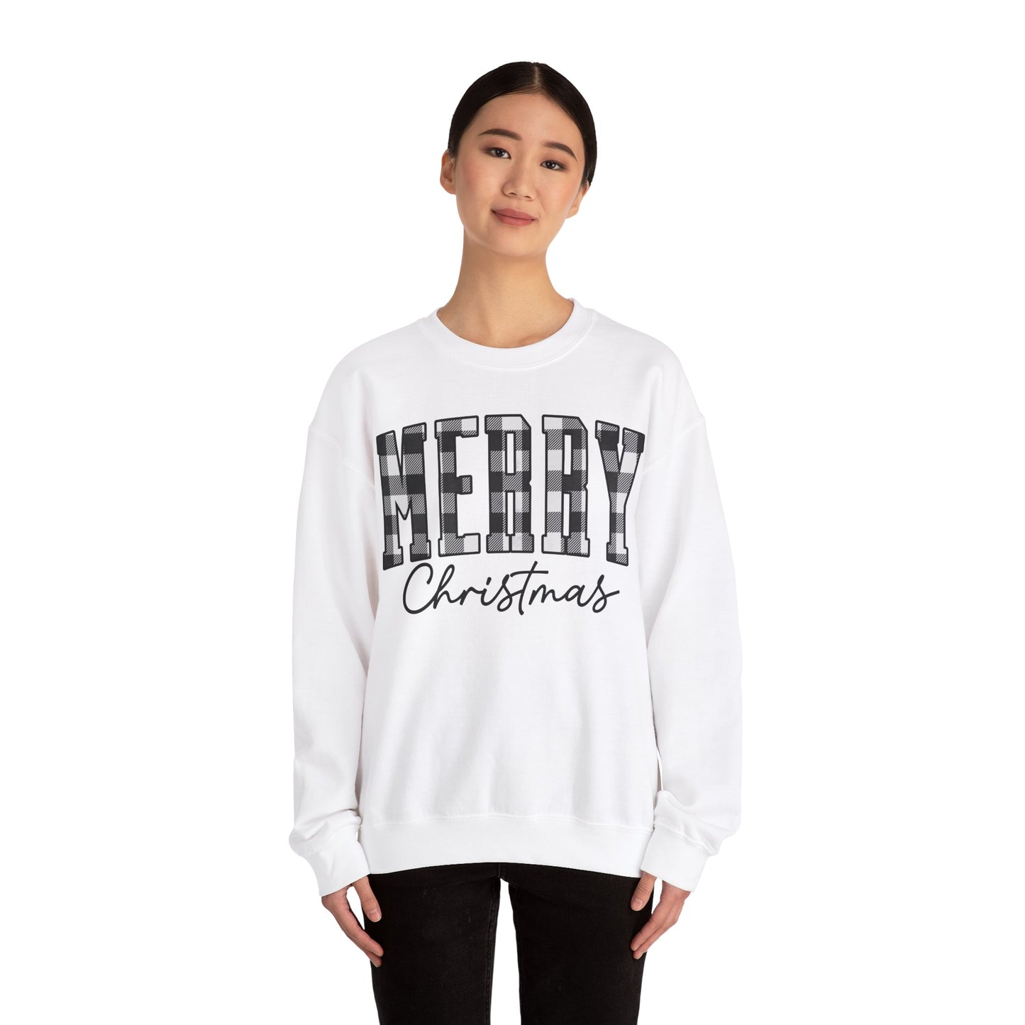 Buffalo Plaid Merry Christmas Unisex Heavy Blend Crewneck Sweatshirt