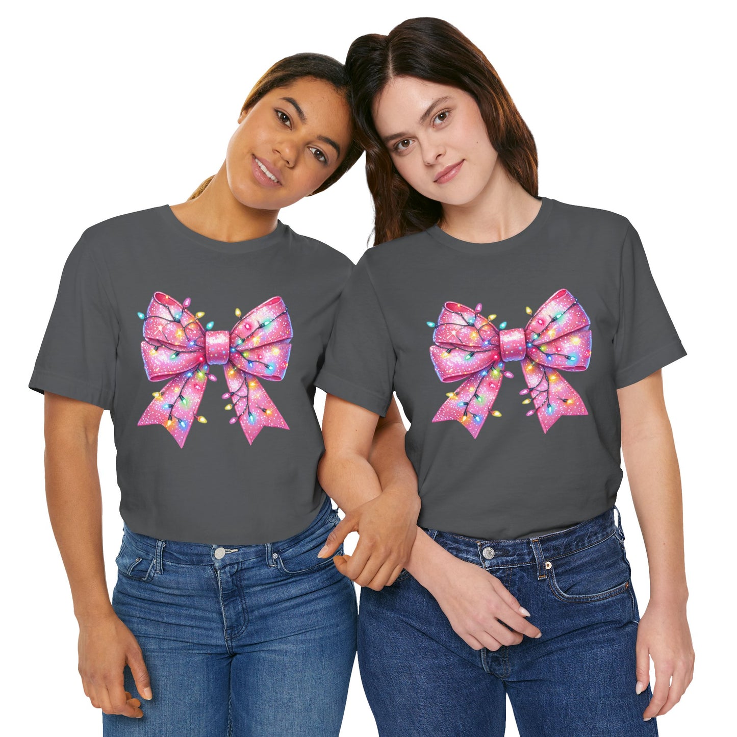 Pink Christmas Bow Unisex Jersey Short Sleeve Tee - sizes S - 3X