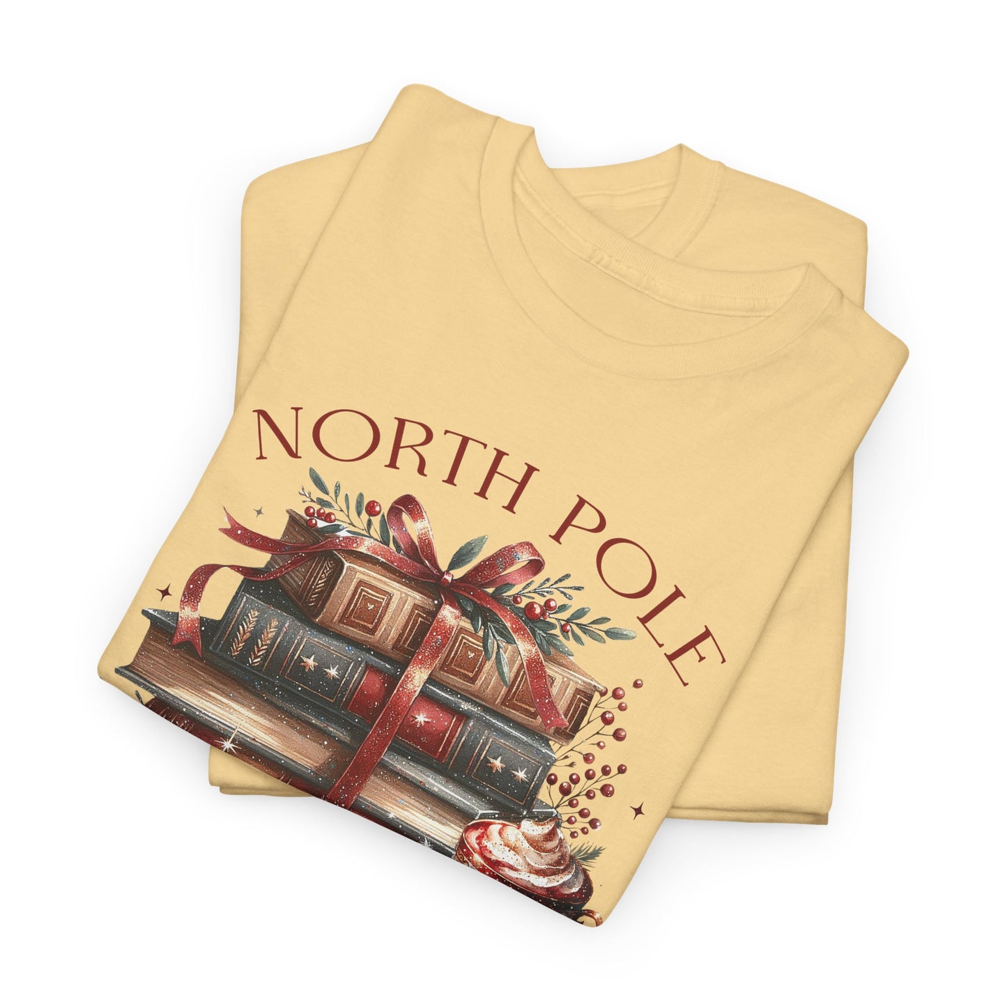 North Pole Book Club Unisex Heavy Cotton tee - Books Lover Christmas Holiday Festive Unisex T-shirt - sizes S - 5X