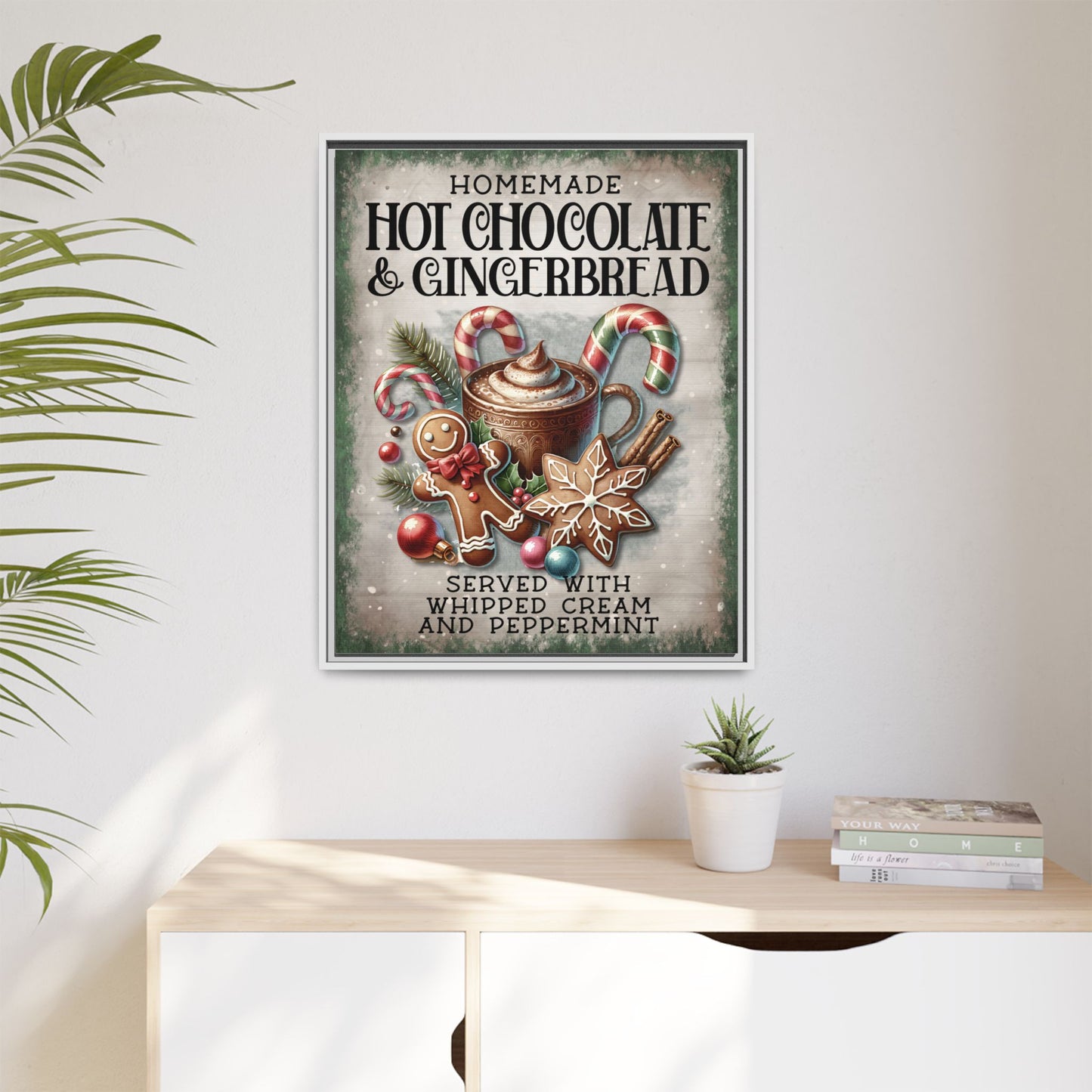 Homemade Hot Chocolate & Gingerbread Matte Canvas, Framed (Multi-color)