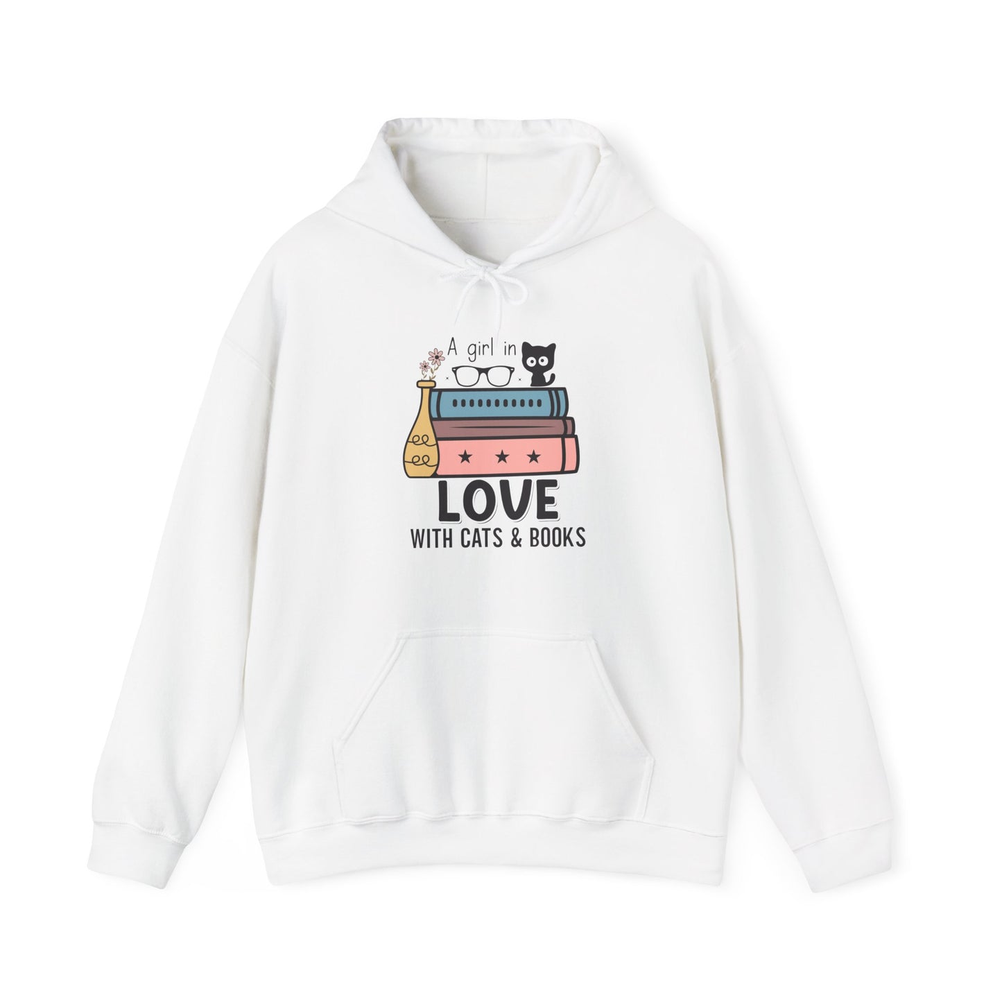 Just a Girl who loves Cats and Books Unisex Heavy Blend™ Hooded Sweatshirt - S - 5X sizes