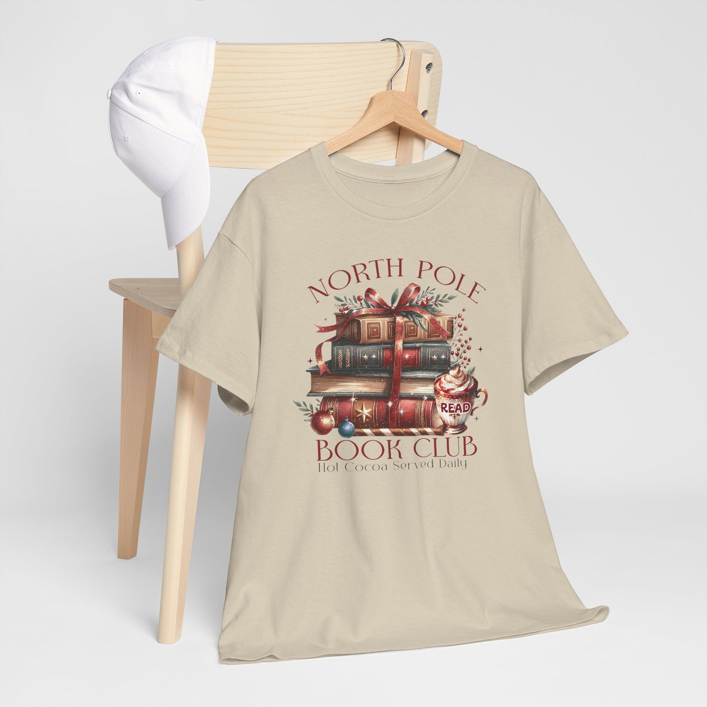 North Pole Book Club Unisex Heavy Cotton tee - Books Lover Christmas Holiday Festive Unisex T-shirt - sizes S - 5X