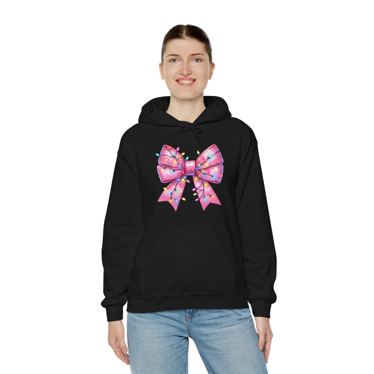 Big Pink Christmas Bow Unisex Heavy Blend™ Hooded Sweatshirt - sizes S - 3X