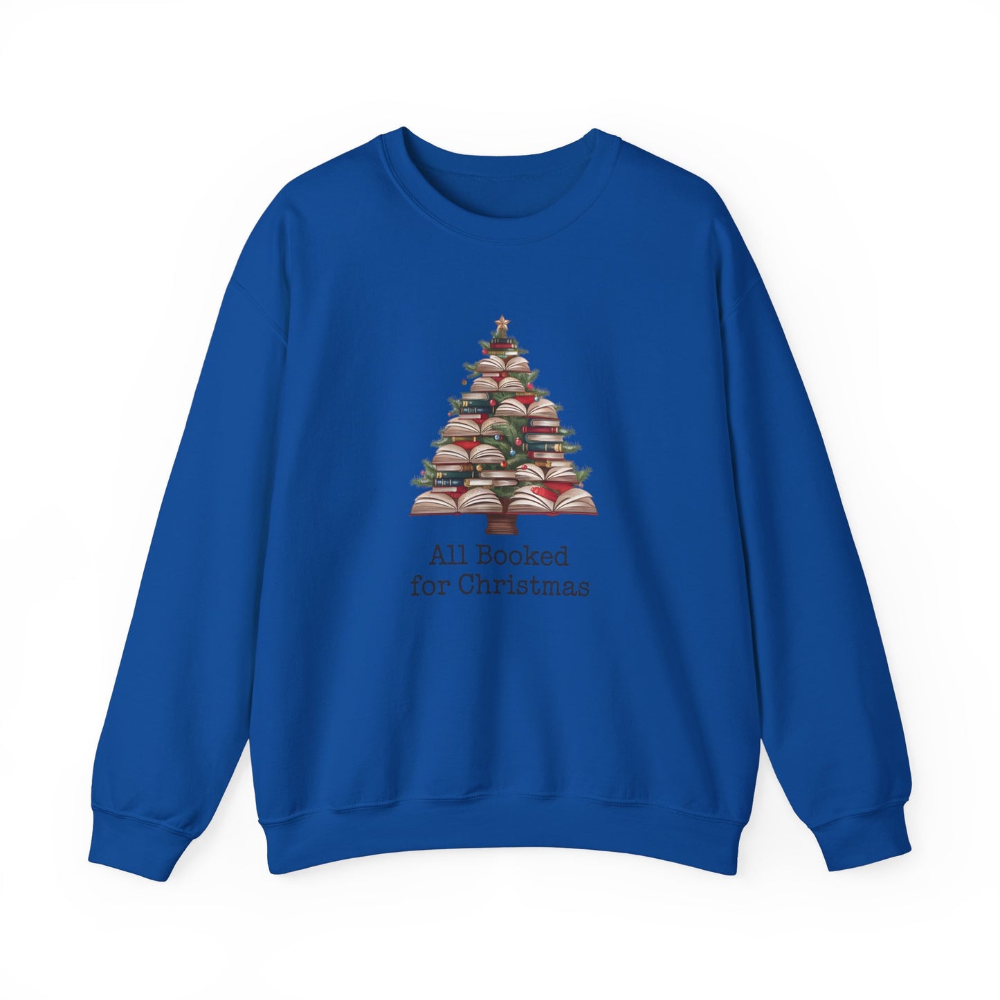 All Booked for Christmas, Book Christmas tree, Unisex Heavy Blend Crewneck Sweatshirt - sizes S - 3X