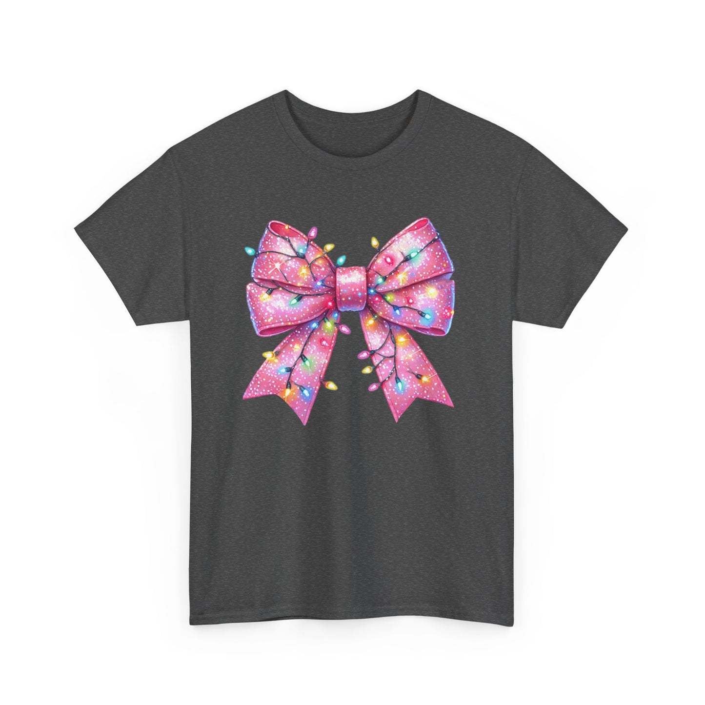 Pink Bow Unisex Tee - Christmas Lights Festive Shirt - sizes S - 5X