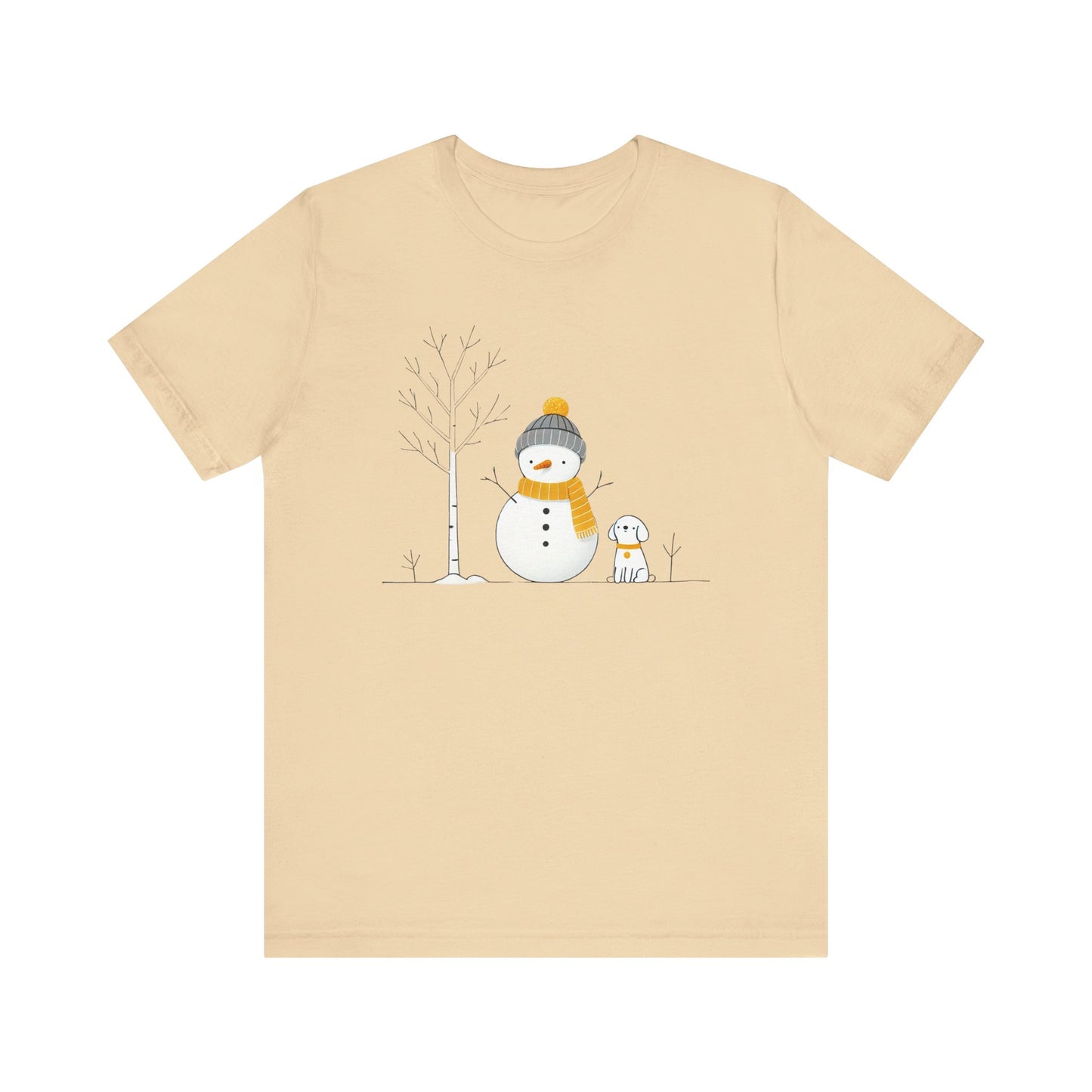 Snowman and dog winter scene Unisex Jersey Short Sleeve Tee - sizes S - 3X