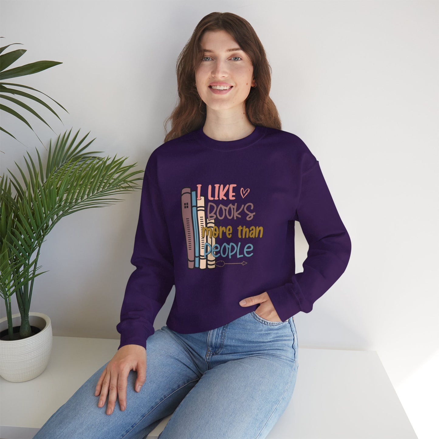 I like books more than people Unisex Heavy Blend™ Crewneck Sweatshirt - sizes S - 3X