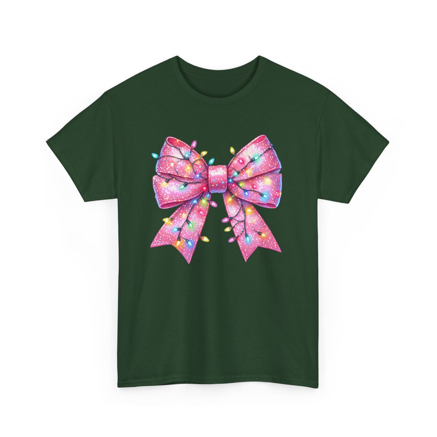 Pink Bow Unisex Tee - Christmas Lights Festive Shirt - sizes S - 5X