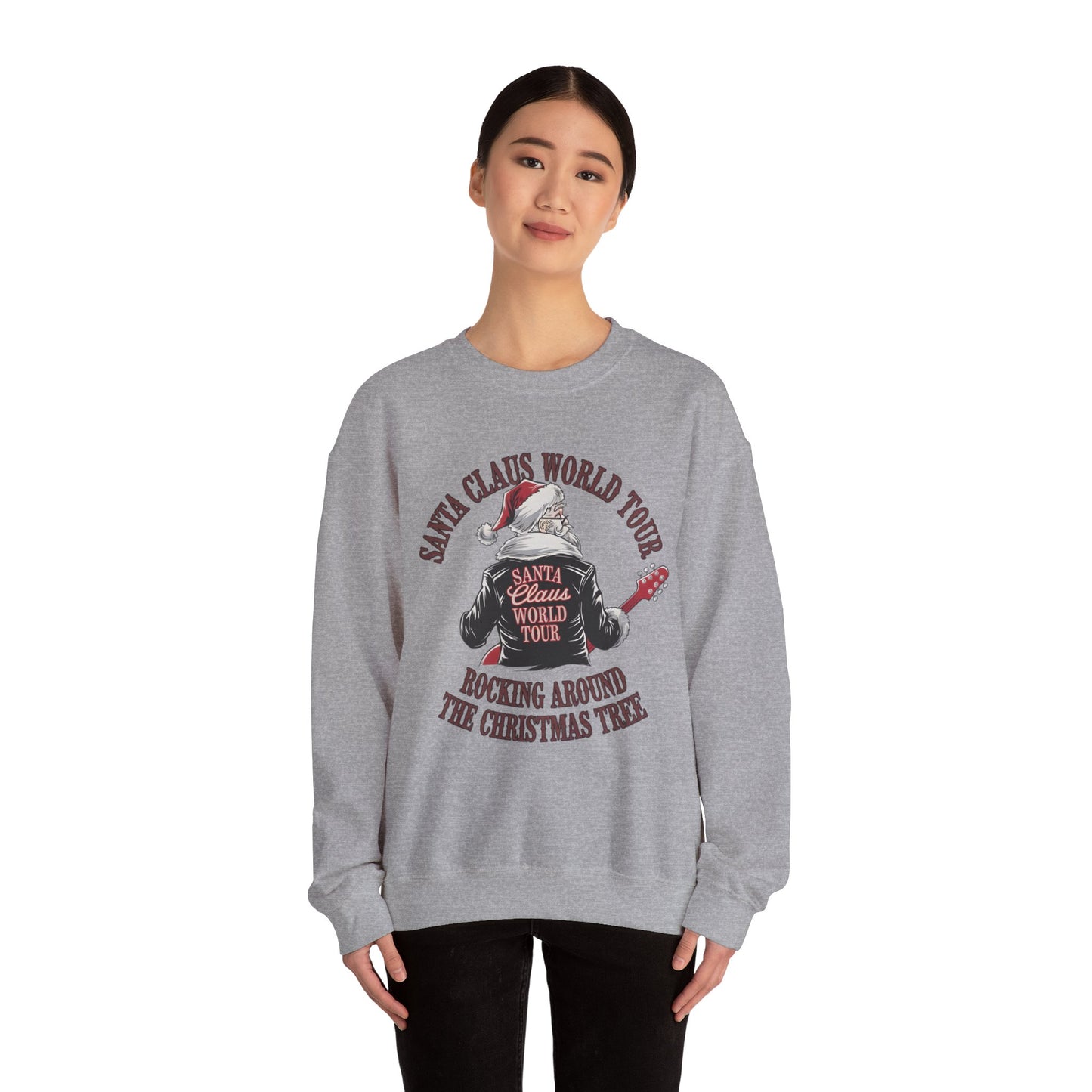 Santa Claus World Tour Crewneck Sweatshirt - Christmas Holiday Festive Funny - Sizes S-5X