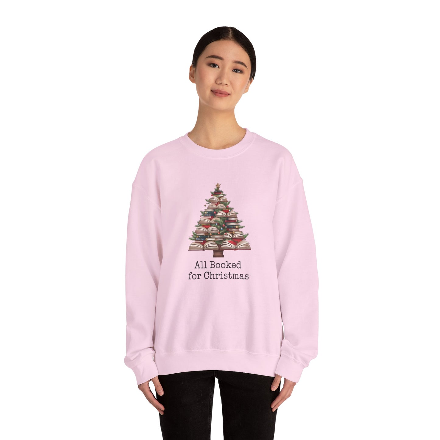 All Booked for Christmas, Book Christmas tree, Unisex Heavy Blend Crewneck Sweatshirt - sizes S - 3X