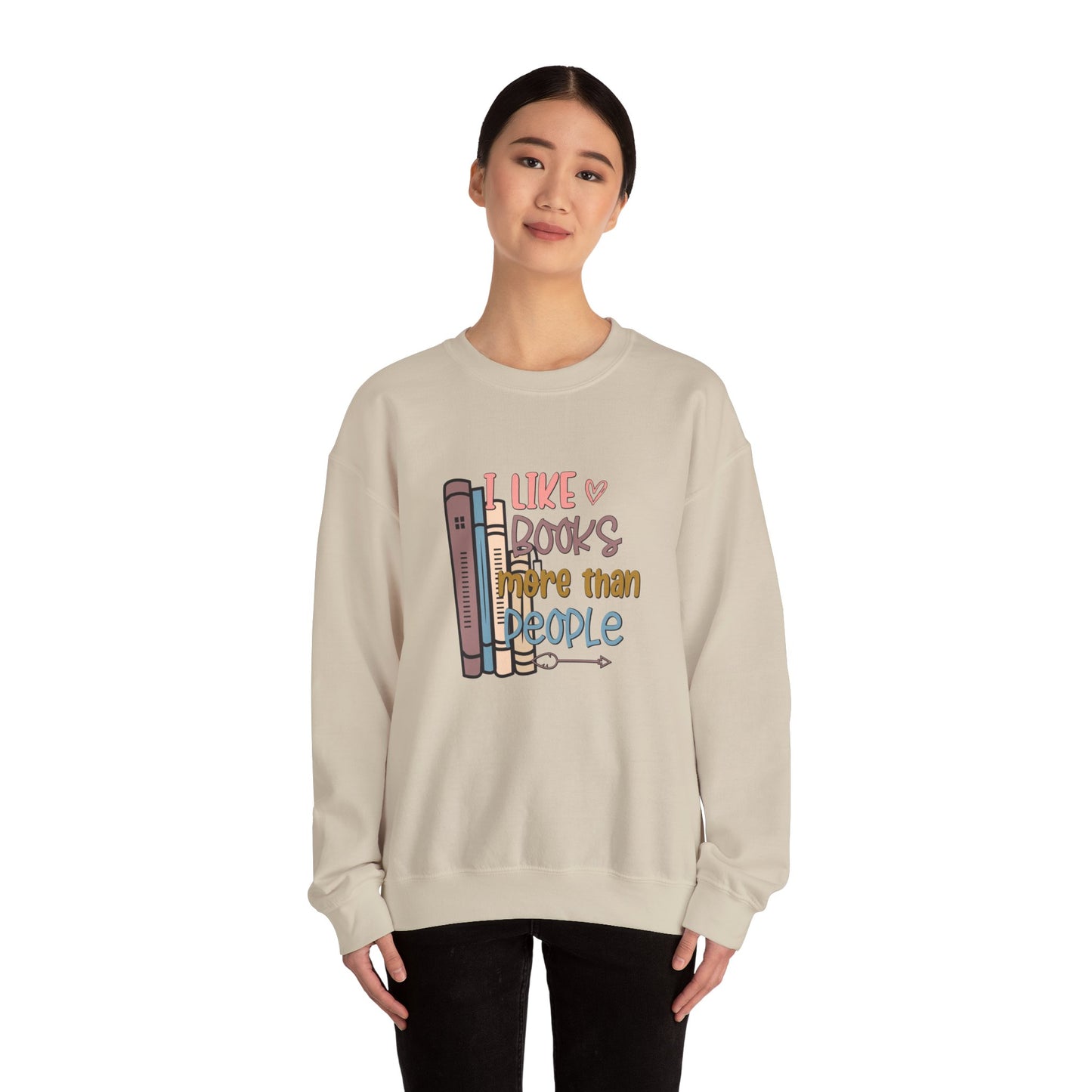 I like books more than people Unisex Heavy Blend™ Crewneck Sweatshirt - sizes S - 3X