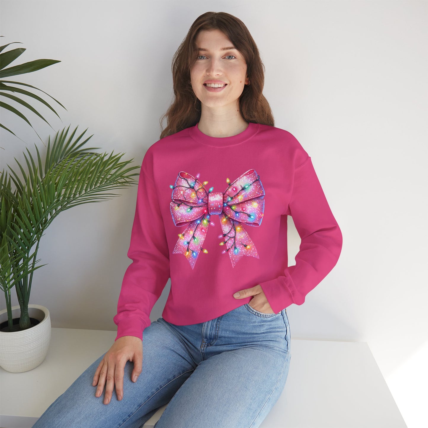 Big Pink Bow Unisex Heavy Blend™ Crewneck Sweatshirt - sizes S - 3X