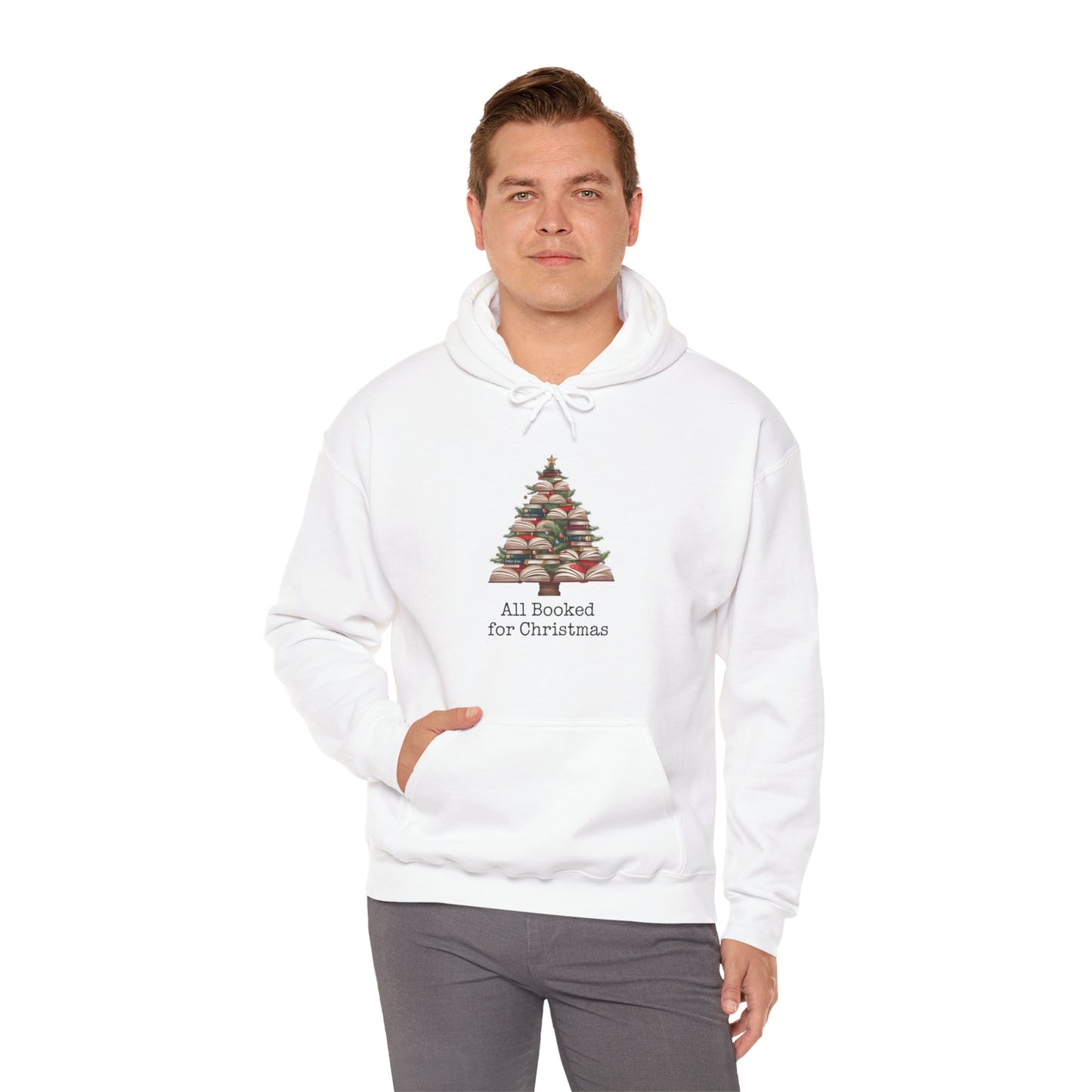 All Booked for Christmas,  Book Christmas Tree, Book Lover Unisex Heavy Blend Hooded Sweatshirt - sizes S - 5X