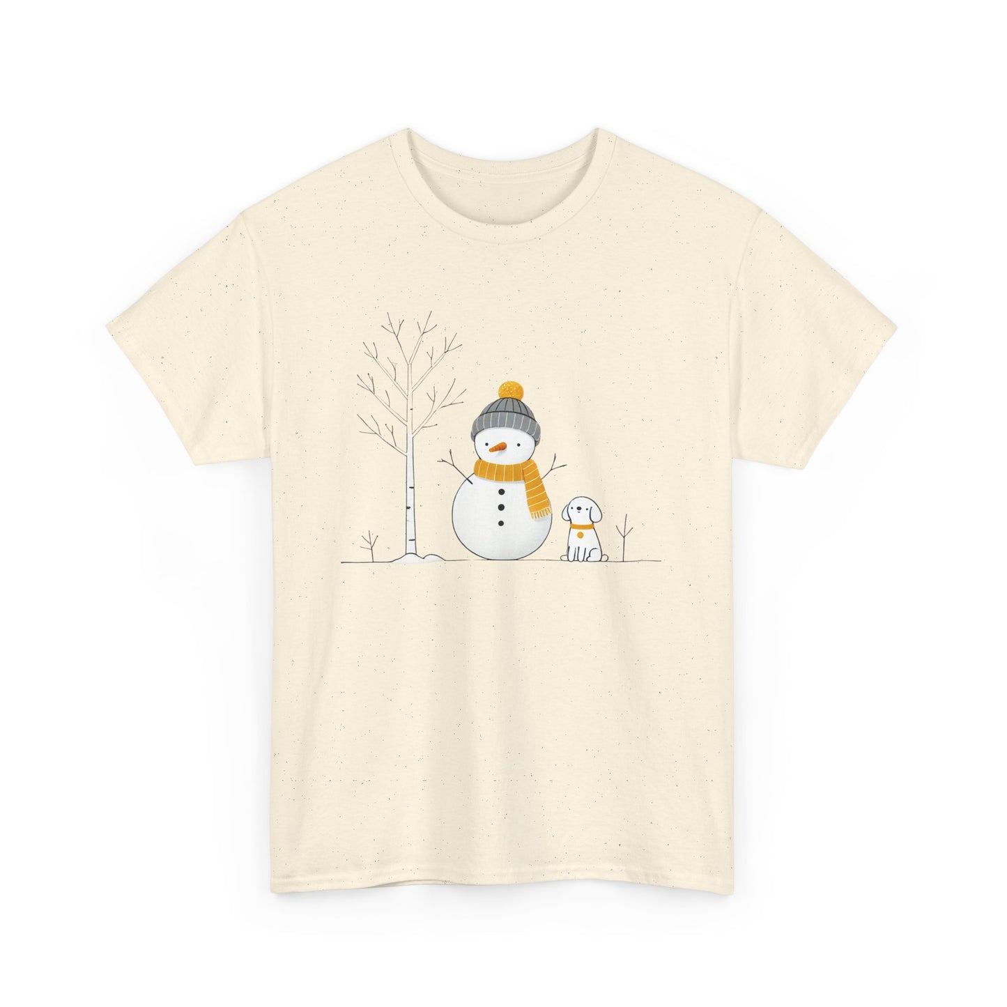 Snowman and dog Winter scene Unisex Heavy Cotton Tee - S - 3X