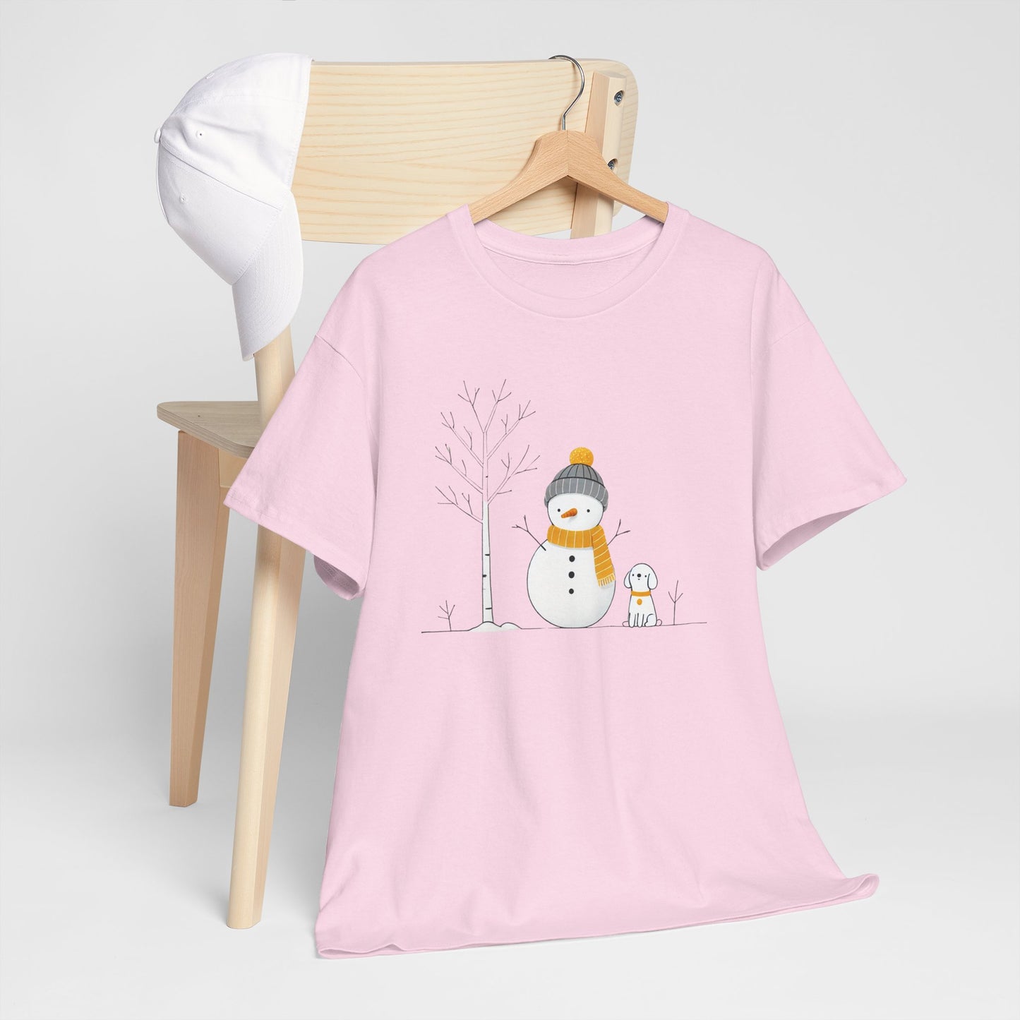 Snowman and Dog Unisex Heavy Cotton Tee - sizes S - 5X