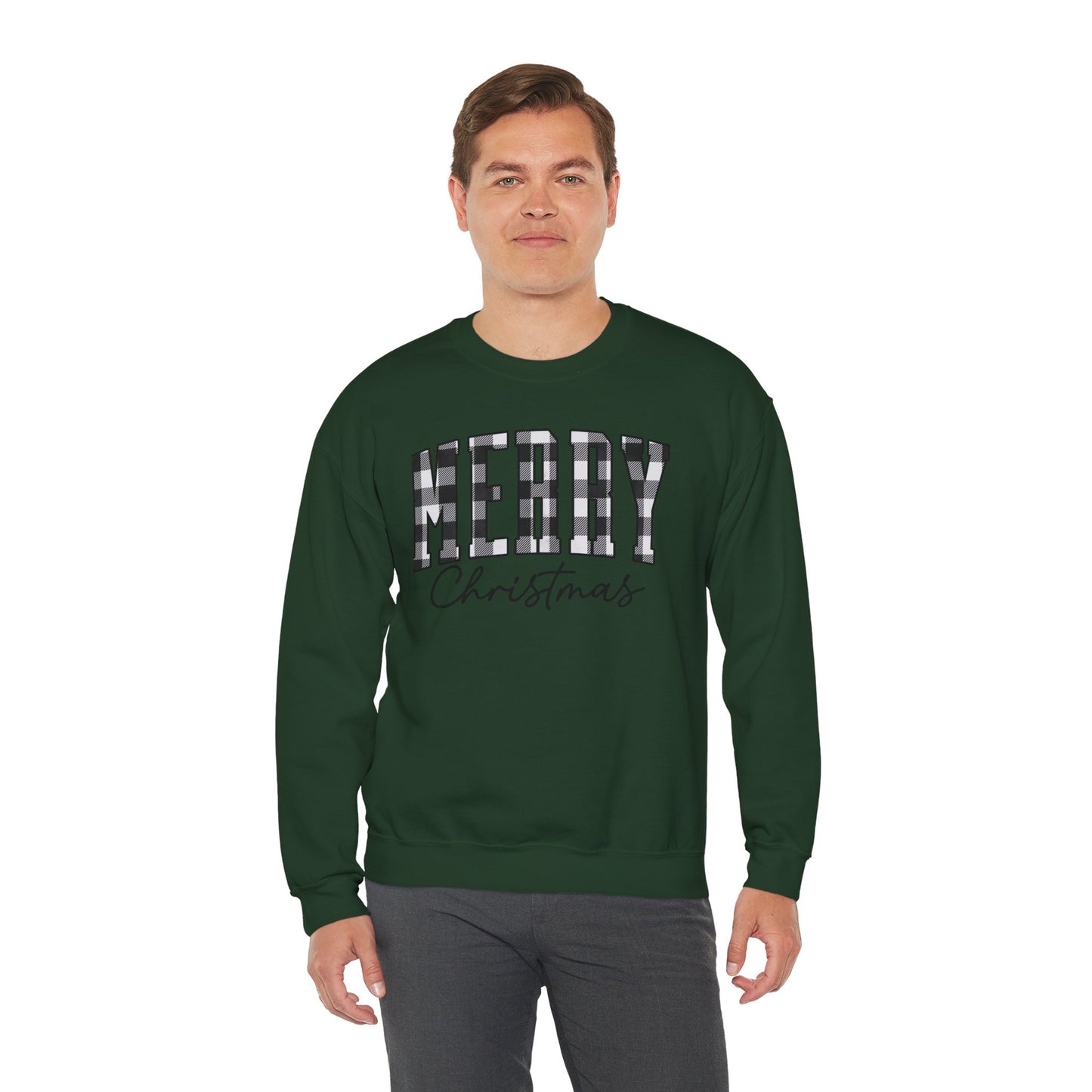 Buffalo Plaid Merry Christmas Unisex Heavy Blend™ Crewneck Sweatshirt - sizes S - 3X