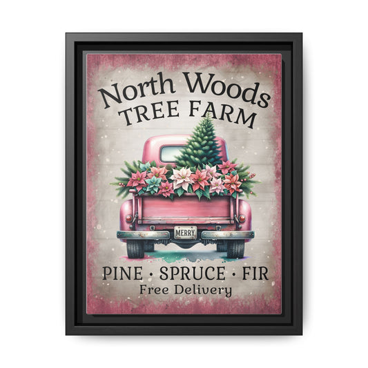 North Woods Tree Farm Matte Canvas, Framed (Multi-color)