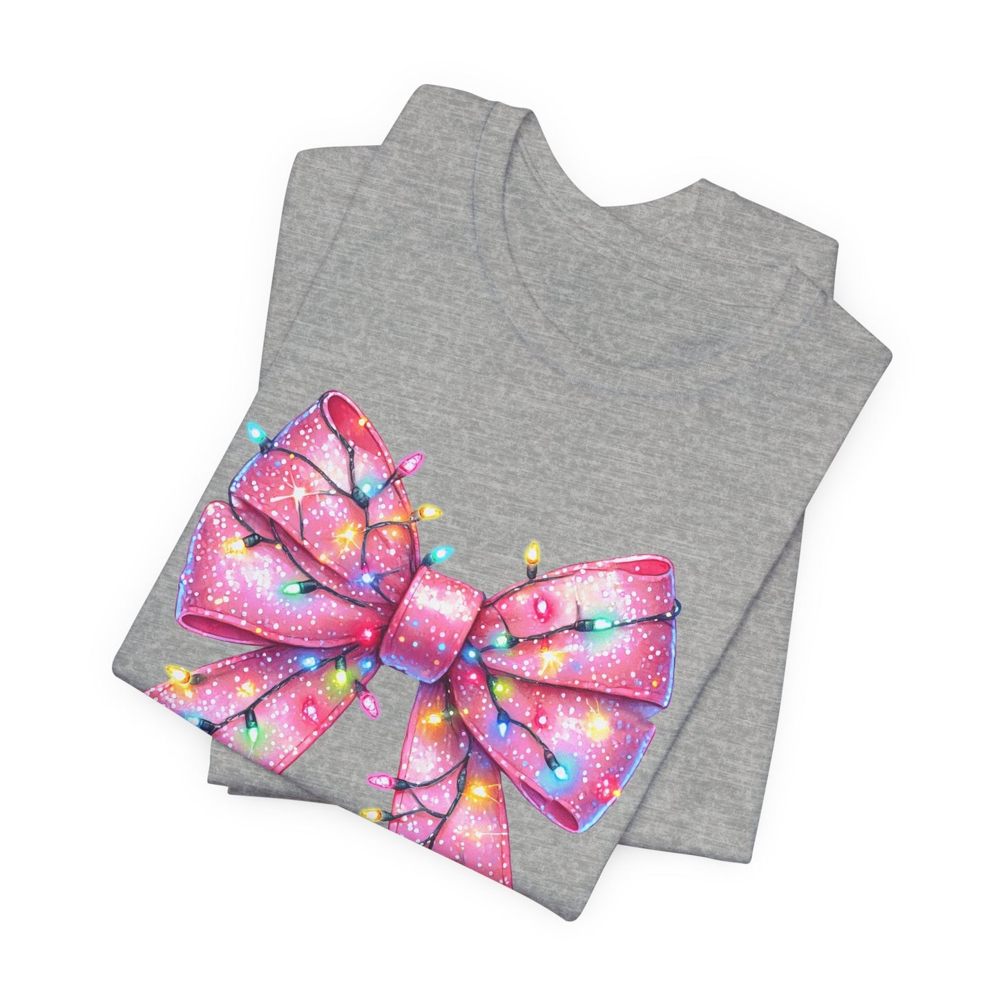 Pink Christmas Bow Unisex Jersey Short Sleeve Tee - sizes S - 3X