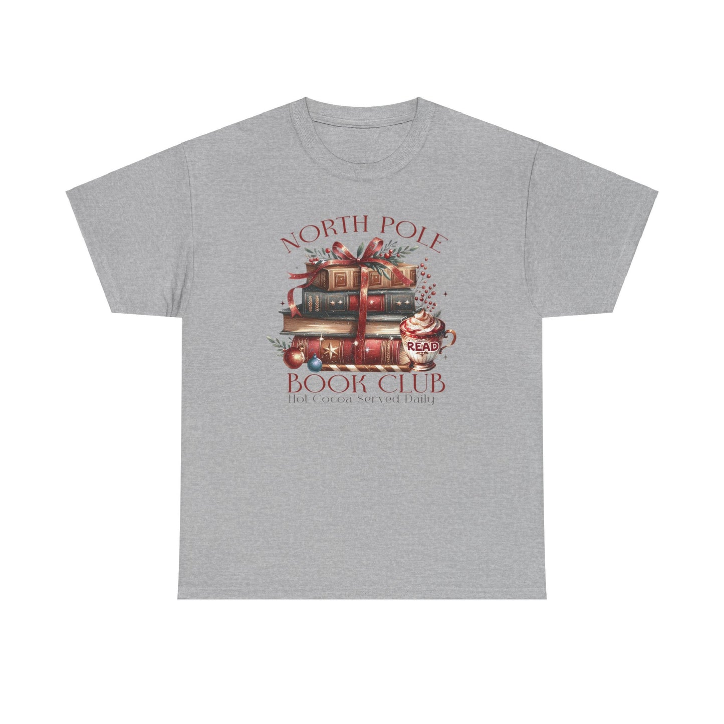 North Pole Book Club Unisex Heavy Cotton tee - Books Lover Christmas Holiday Festive Unisex T-shirt - sizes S - 5X