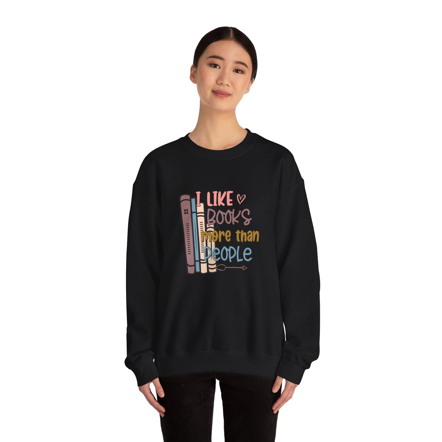 I like books more than people Unisex Heavy Blend™ Crewneck Sweatshirt - sizes S - 3X