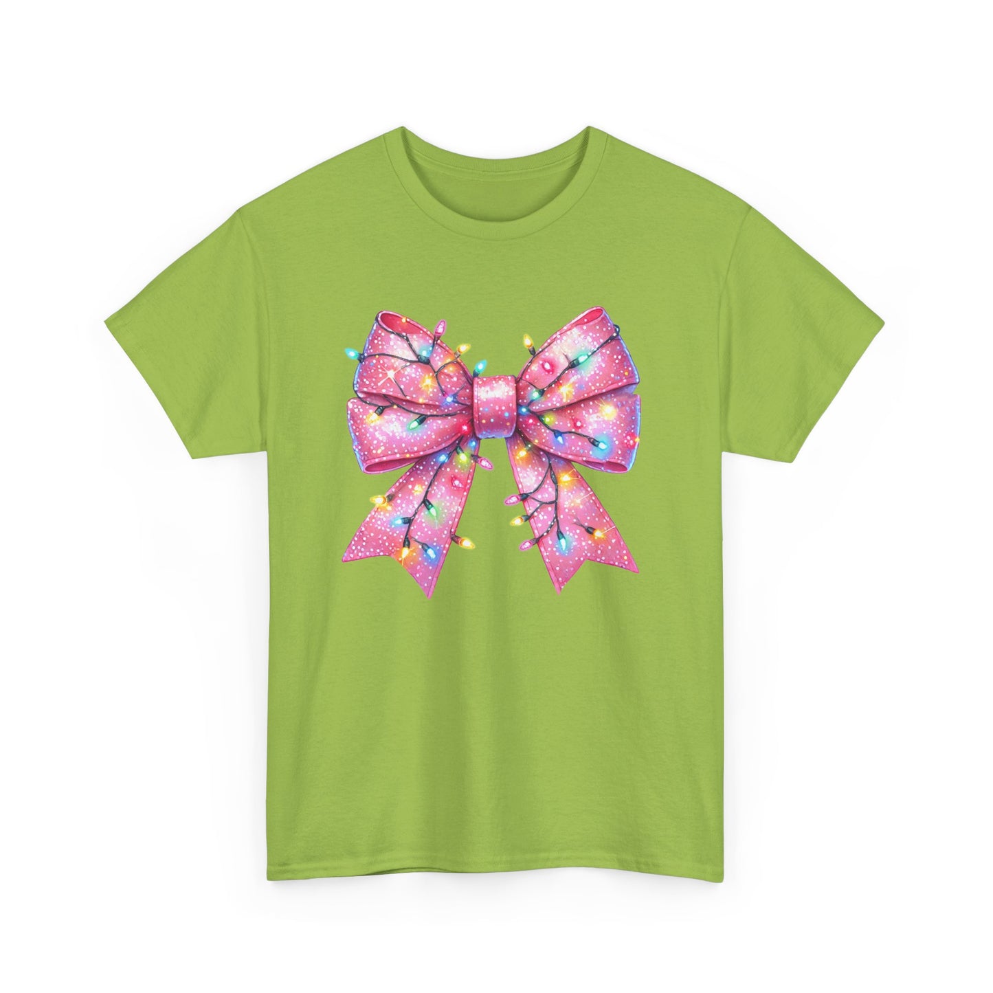 Pink Bow Unisex Tee - Christmas Lights Festive Shirt - sizes S - 5X