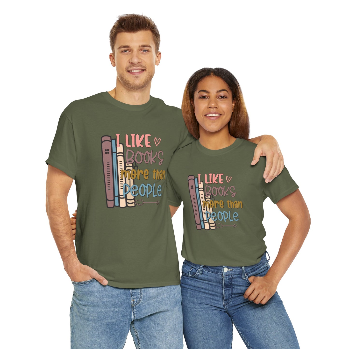 I like books more than people Unisex Heavy Cotton Tee - sizes S - 5X