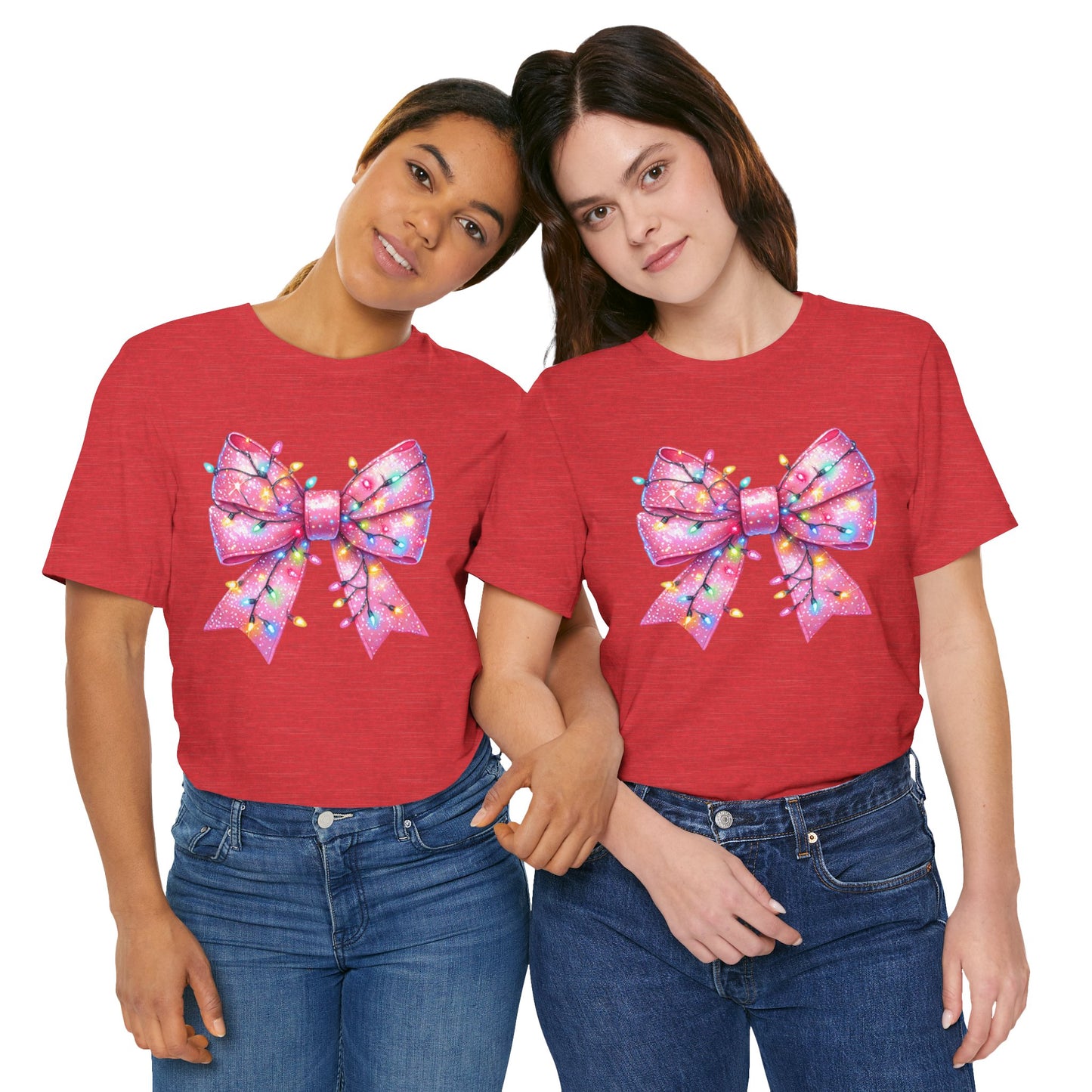 Pink Christmas Bow Unisex Jersey Short Sleeve Tee - sizes S - 3X