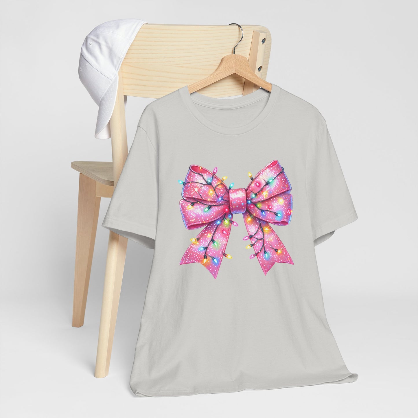 Pink Christmas Bow Unisex Jersey Short Sleeve Tee - sizes S - 3X