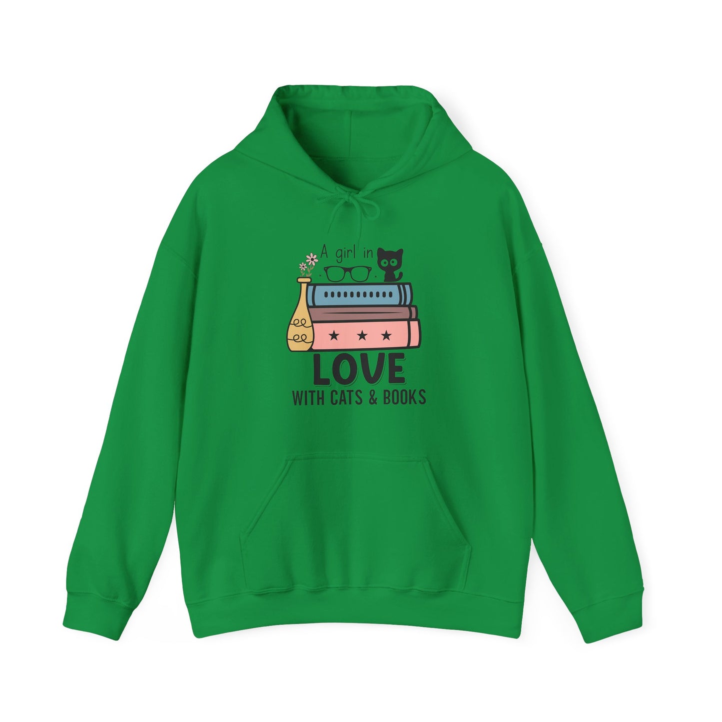 Just a girl in love with cats and books Unisex Heavy Blend™ Hooded Sweatshirt - S - 3X sizes