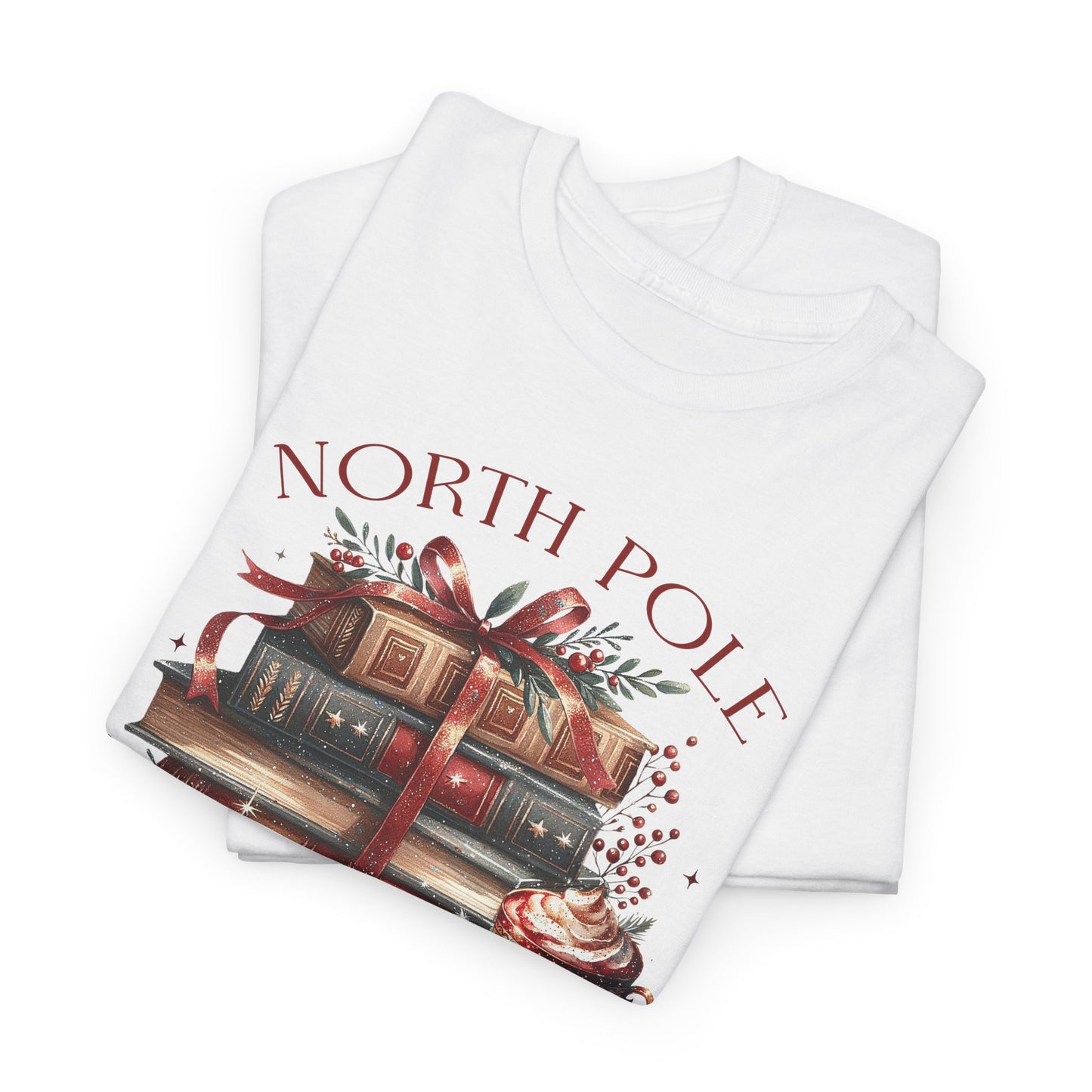 North Pole Book Club Unisex Heavy Cotton tee - Books Lover Christmas Holiday Festive Unisex T-shirt - sizes S - 5X