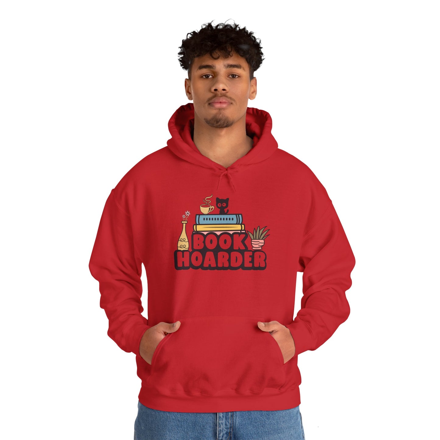 Book Hoarder Heavy Blend Unisex Hoodie - Funny Cat Lover Sweatshirt - sizes S - 5X