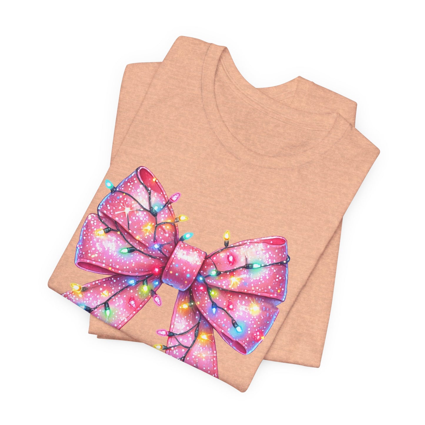 Pink Bow Christmas Tee - Festive Holiday Unisex Jersey T-shirt - sizes S - 3X