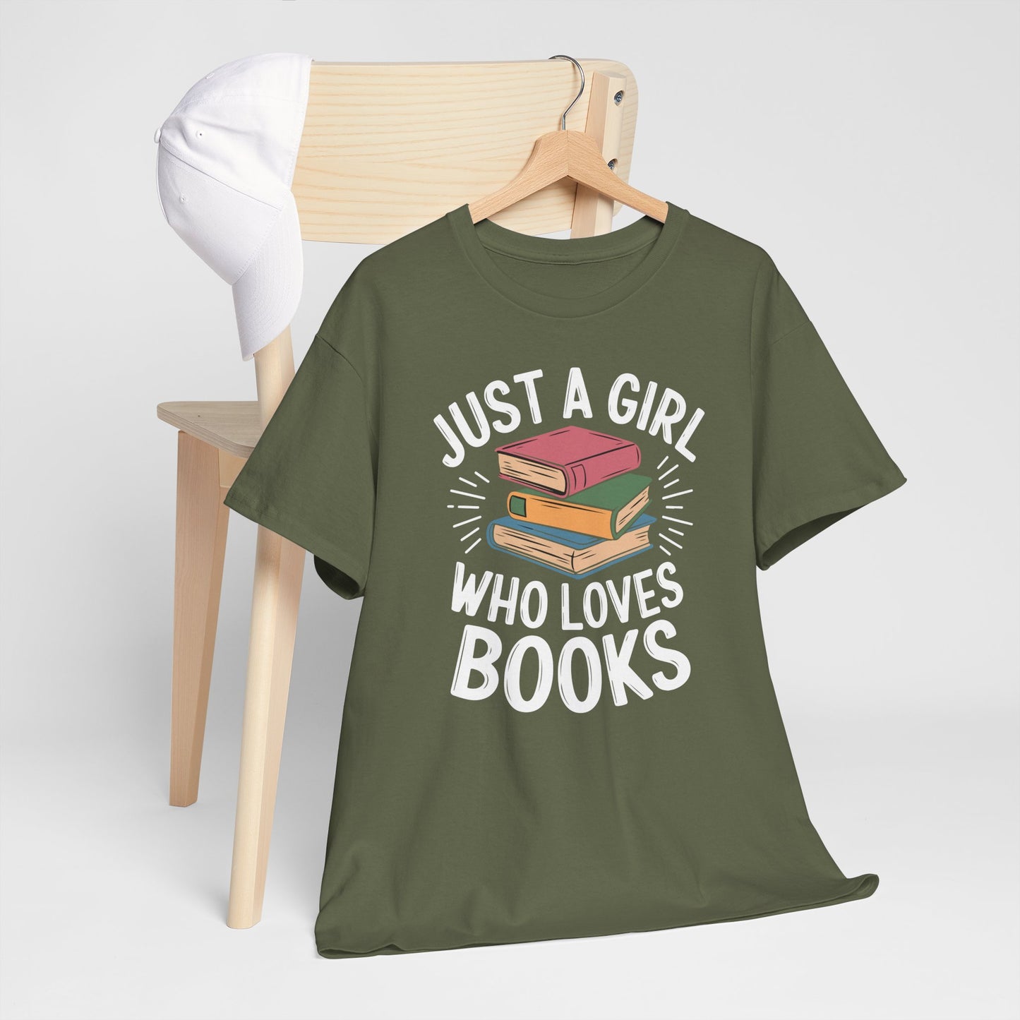 Just a Girl Who Loves Books Unisex Heavy Cotton Tee - S - 5X